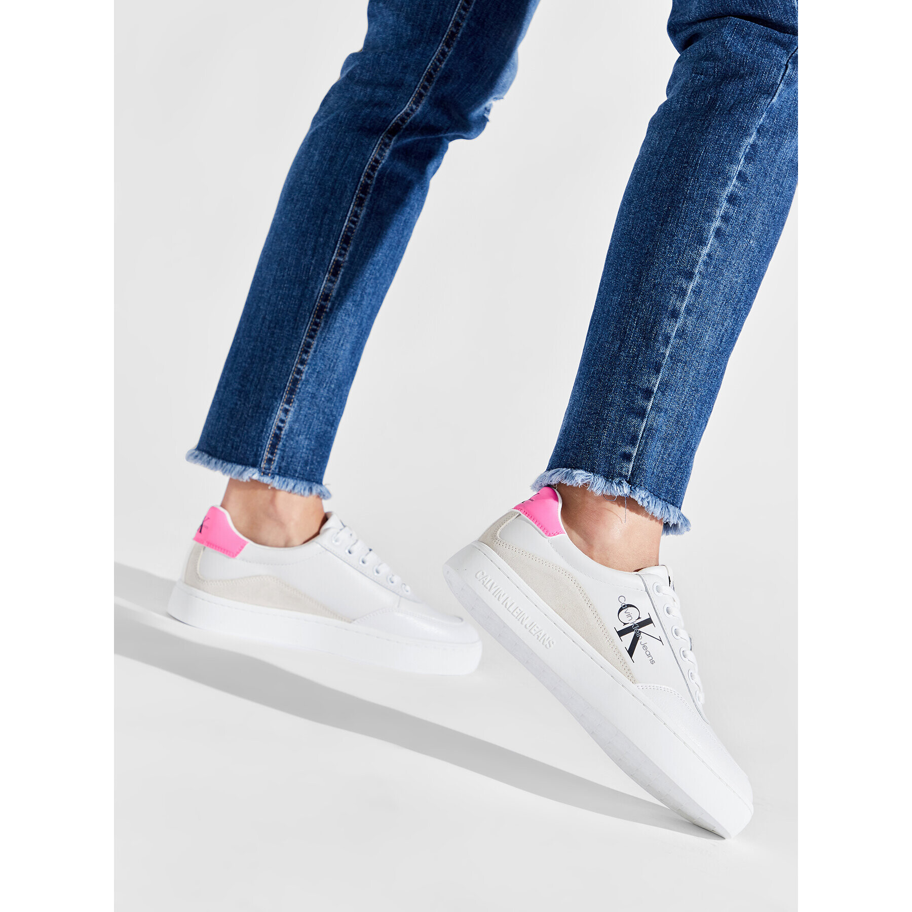 Calvin Klein Jeans Sneakersy Classic Cupsole Laceup Low Lth YW0YW00699 Bílá - Pepit.cz