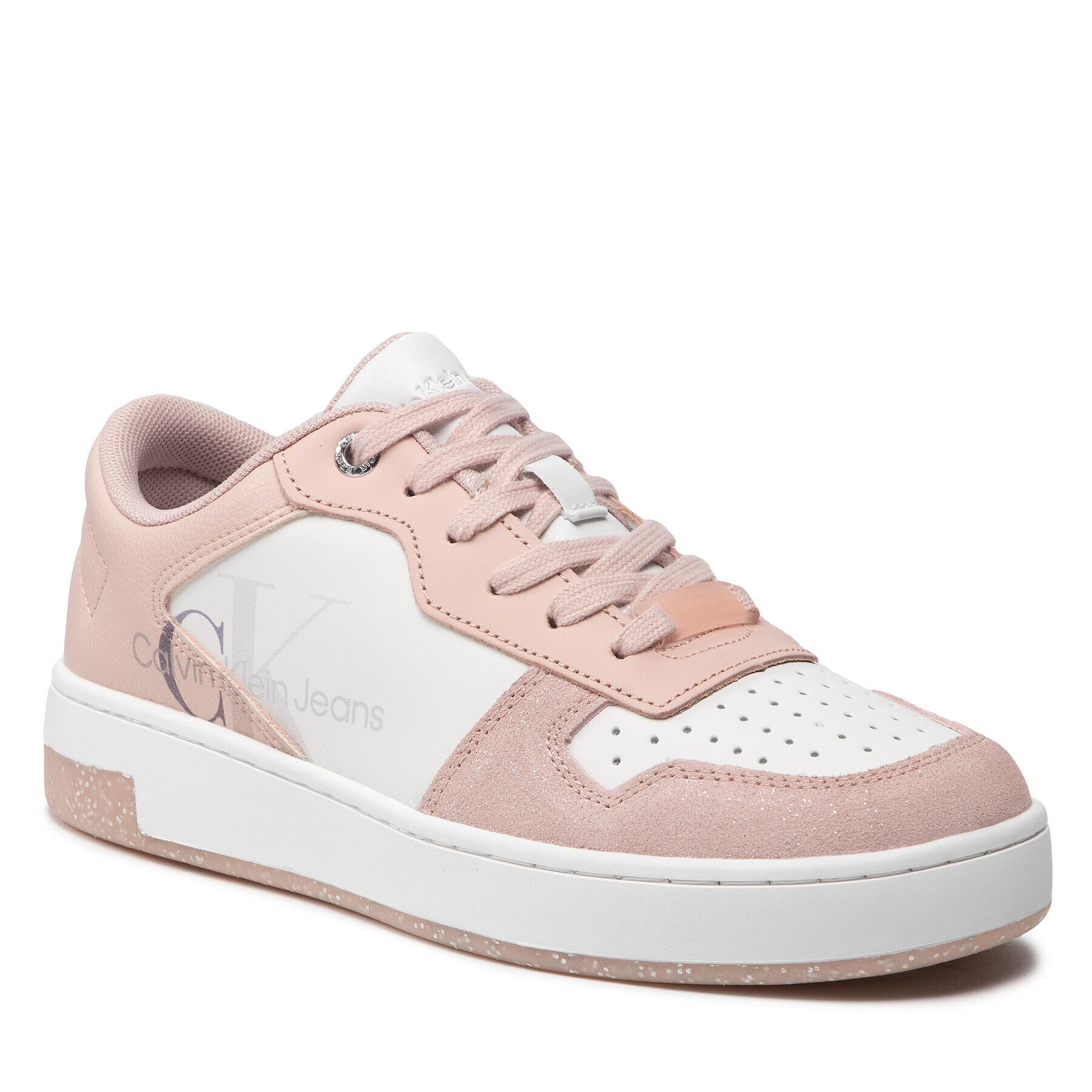 Calvin Klein Jeans Sneakersy Cupsole Laceup Basket Glitter YW0YW00605 Růžová - Pepit.cz