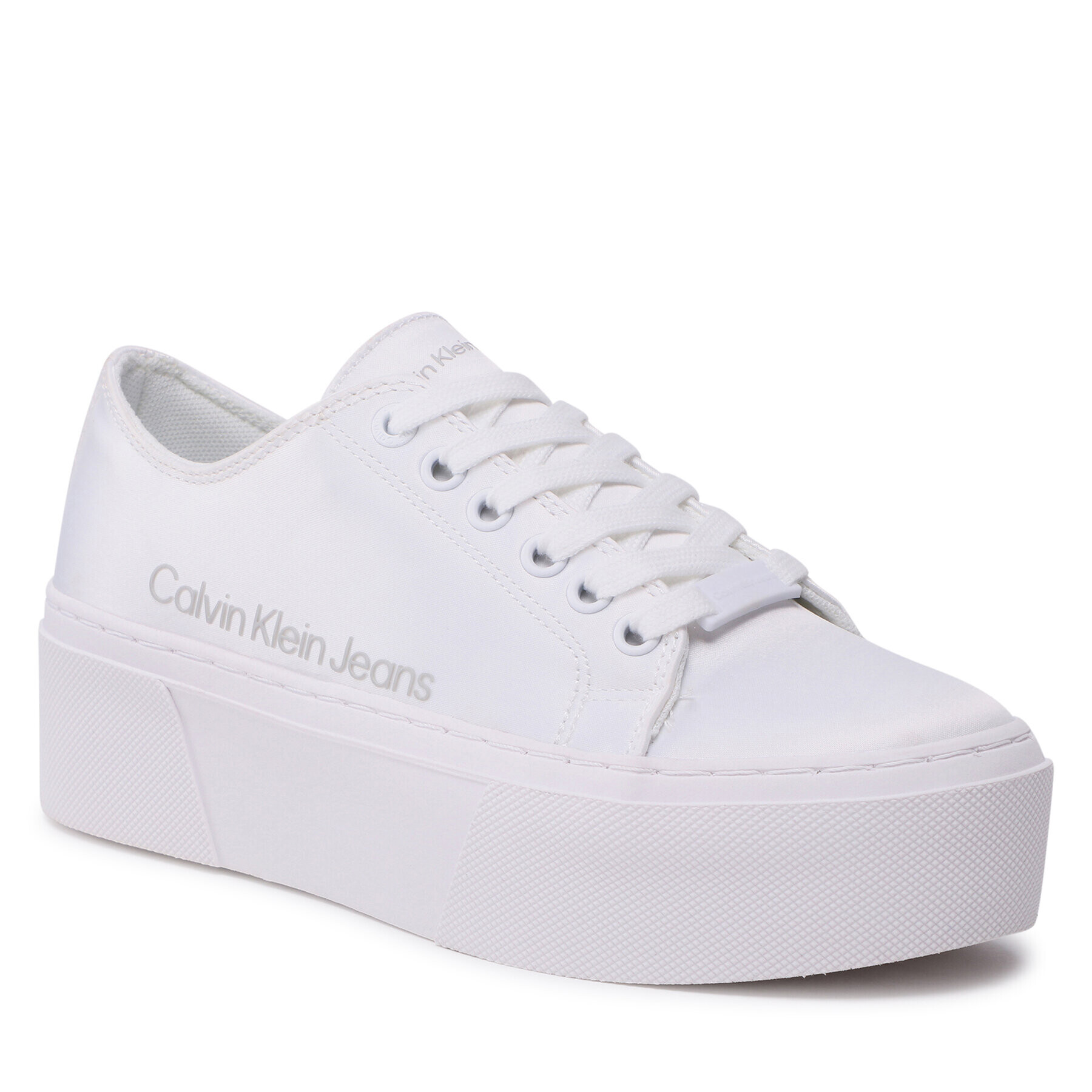 Calvin Klein Jeans Sneakersy Flatform + Cupsole Satin YW0YW00917 Bílá - Pepit.cz