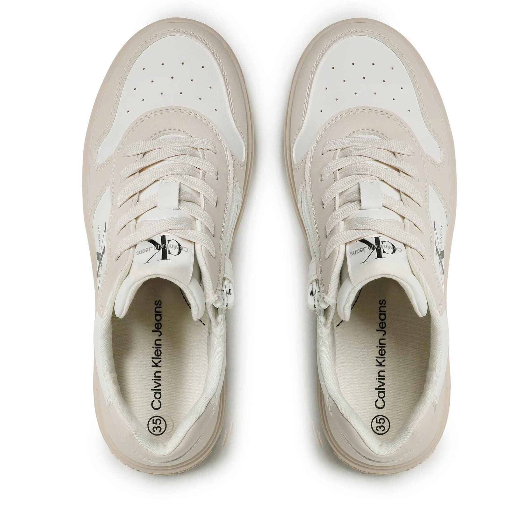 Calvin Klein Jeans Sneakersy Low Cut Lace-Up Sneaker V3X9-80552-1355 S Écru - Pepit.cz