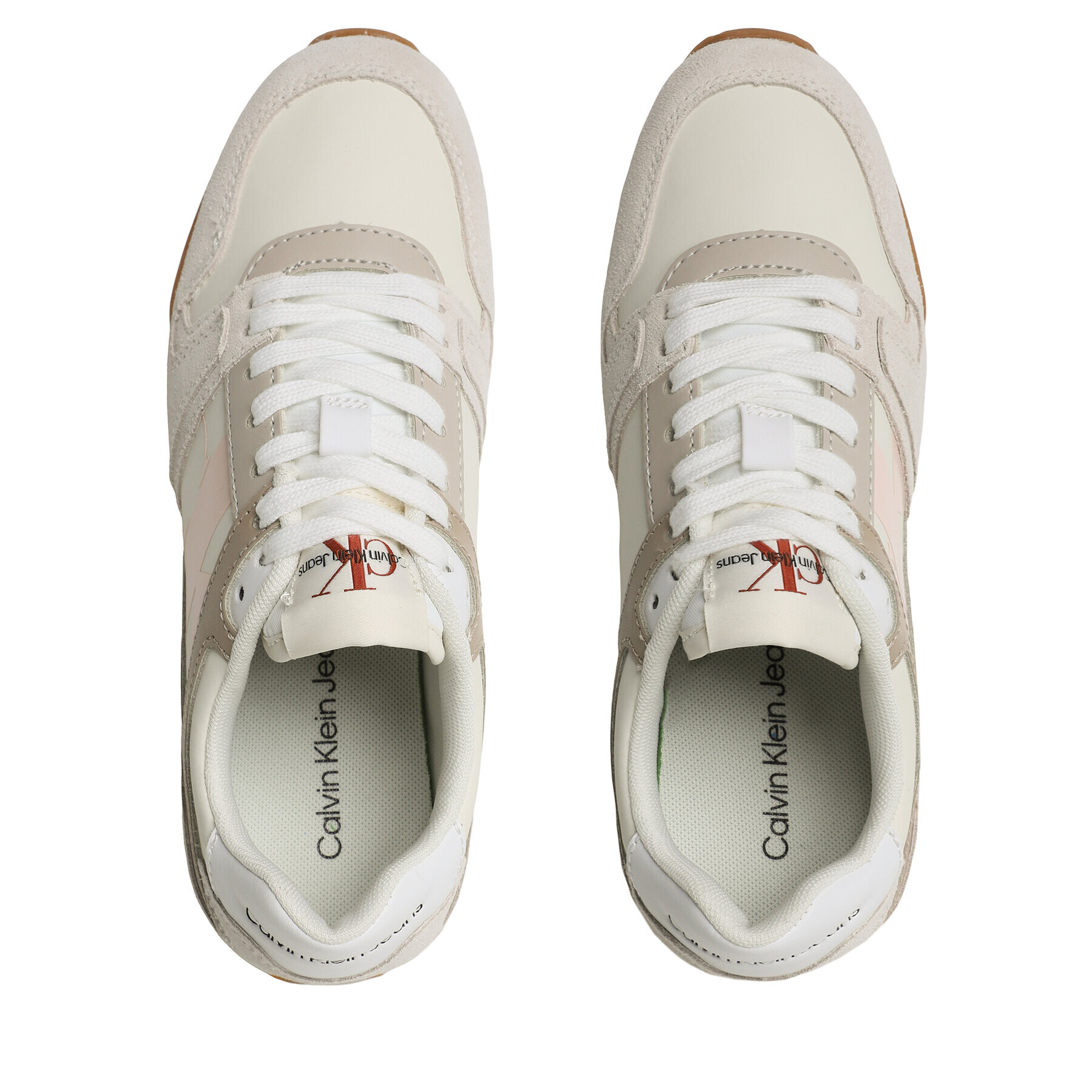 Calvin Klein Jeans Sneakersy Toothy Run Laceup Low Lth Mix Wn YW0YW01052 Écru - Pepit.cz