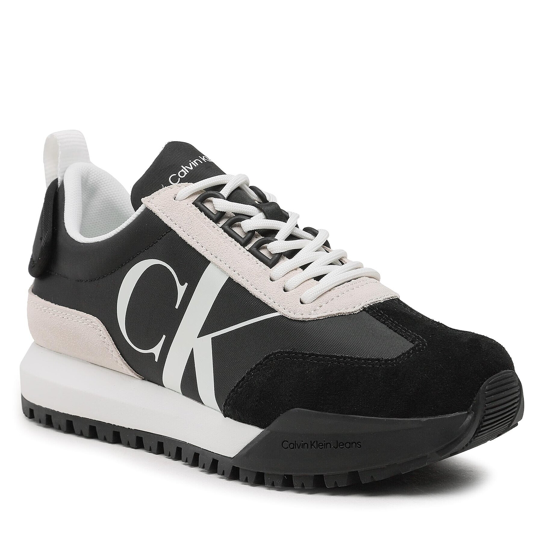 Calvin Klein Jeans Sneakersy Toothy Runner Laceup Mix Pearl YW0YW01100 Černá - Pepit.cz