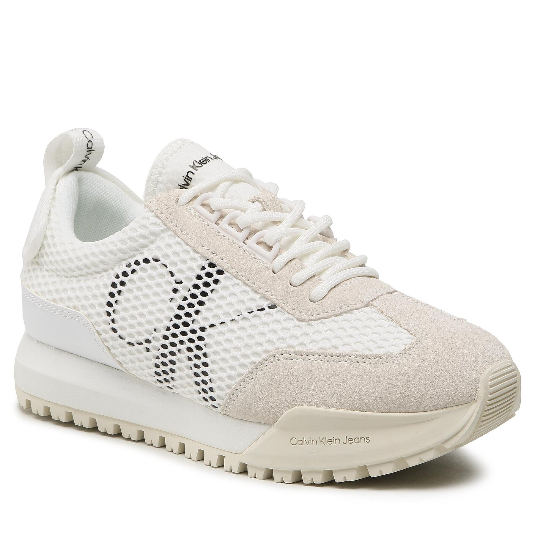 Calvin Klein Jeans Sneakersy Toothy Runner Oversized Mesh Wn YW0YW00933 Bílá - Pepit.cz