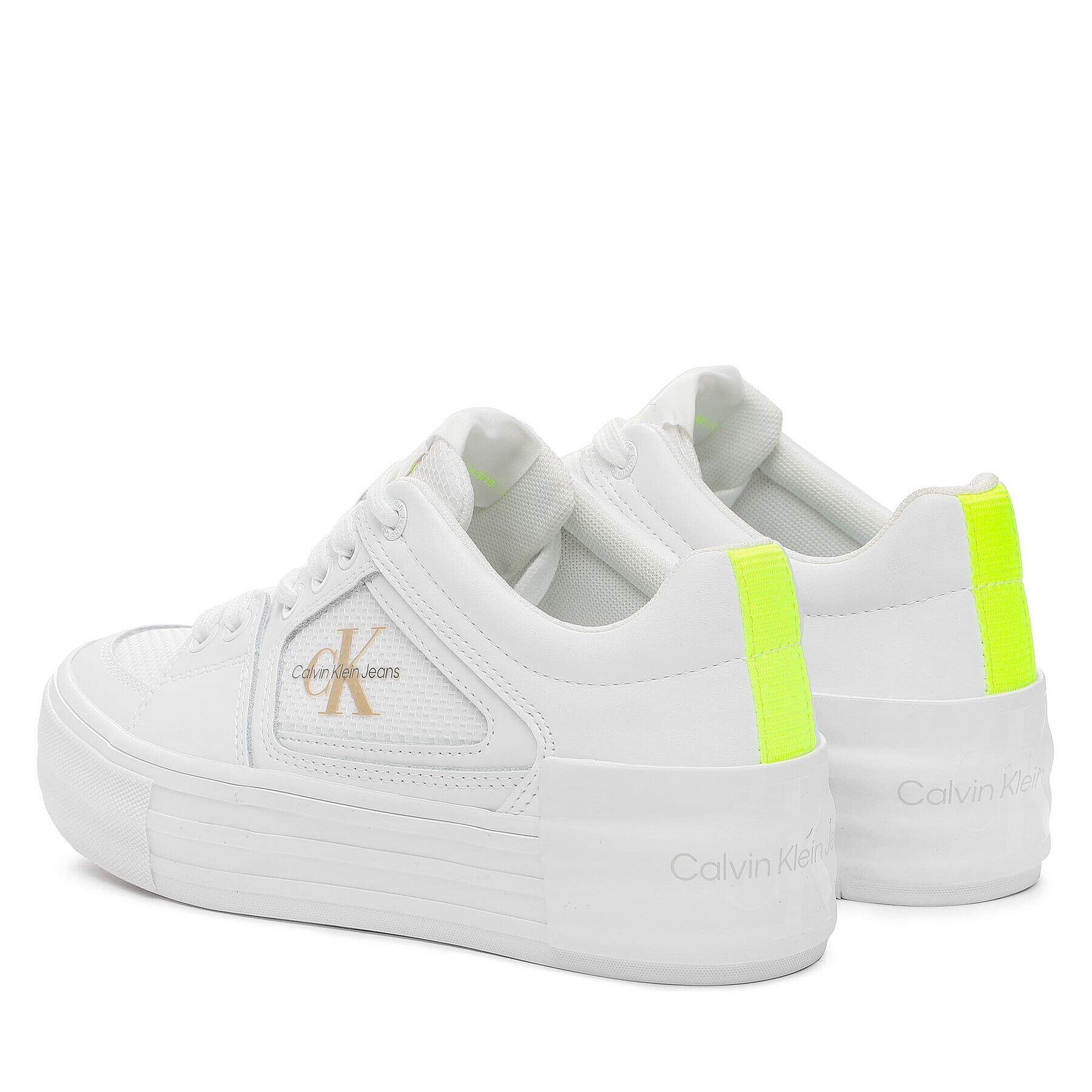 Calvin Klein Jeans Sneakersy Vulc Flatform Bold Fluo Contr YW0YW00904 Bílá - Pepit.cz