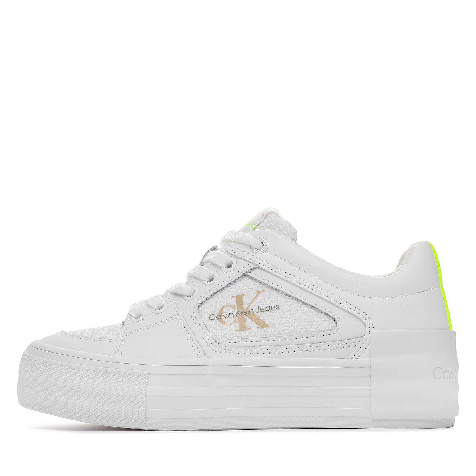 Calvin Klein Jeans Sneakersy Vulc Flatform Bold Fluo Contr YW0YW00904 Bílá - Pepit.cz