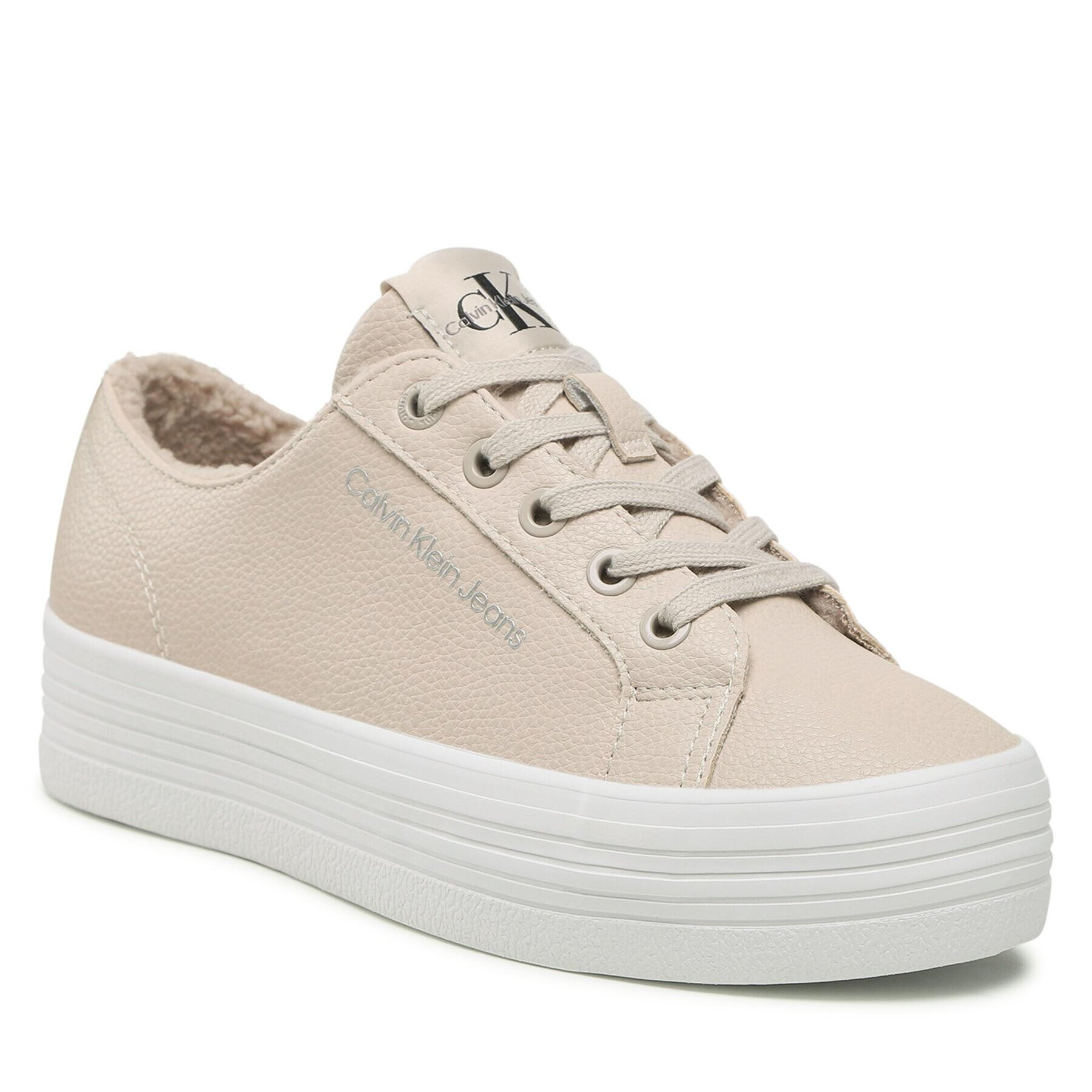 Calvin Klein Jeans Sneakersy Vulc Flatform Laceup Low Lw YW0YW00819 Béžová - Pepit.cz