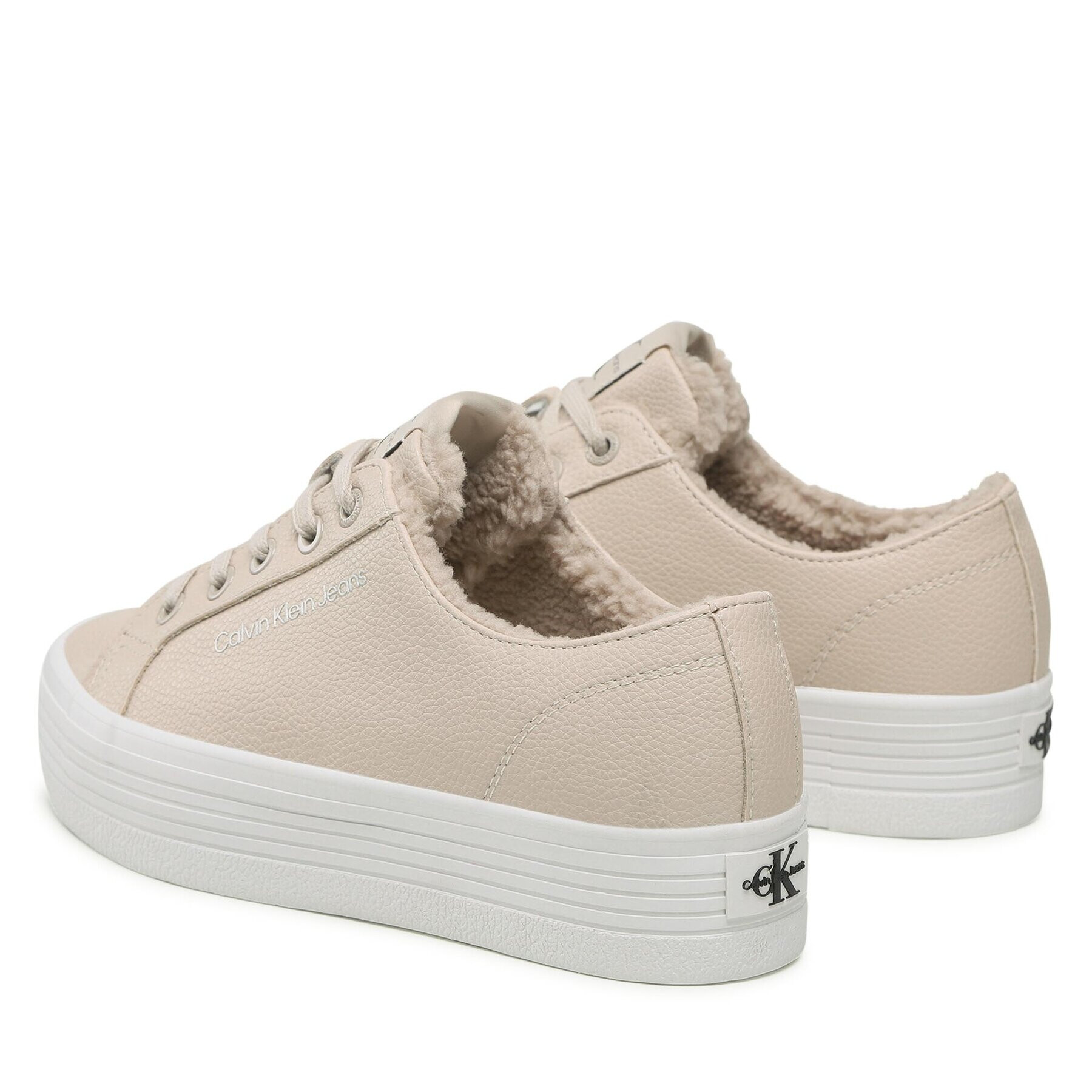 Calvin Klein Jeans Sneakersy Vulc Flatform Laceup Low Lw YW0YW00819 Béžová - Pepit.cz