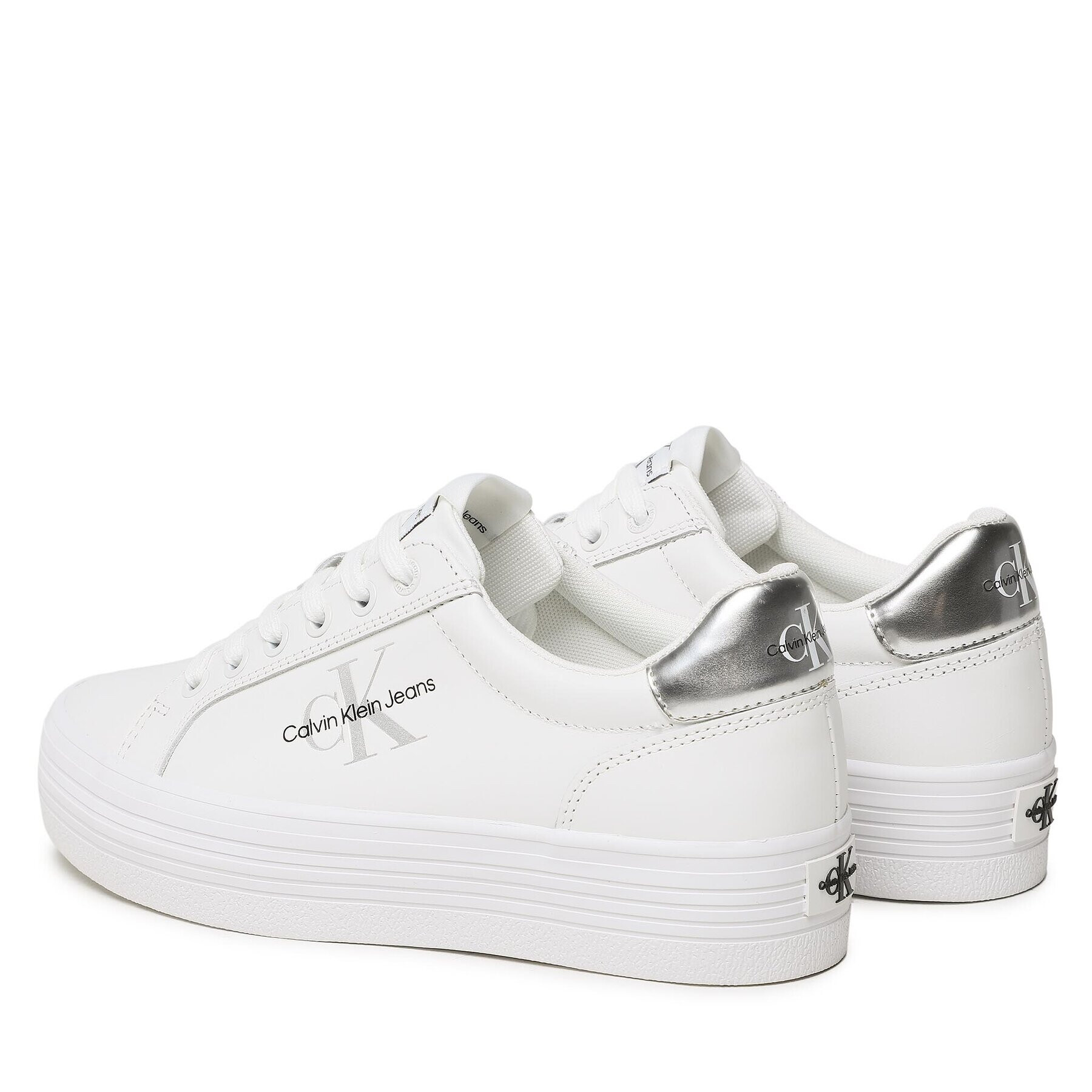 Calvin Klein Jeans Sneakersy Vulc Flatform Laceup Lth Refl Wn YW0YW01222 Bílá - Pepit.cz