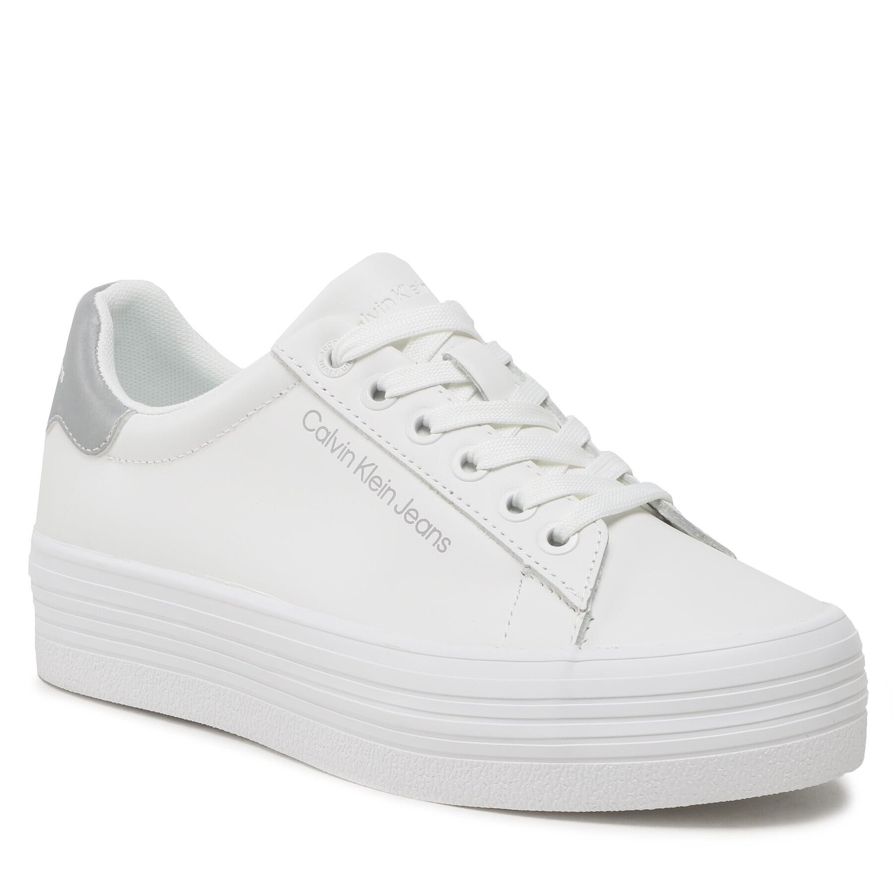 Calvin Klein Jeans Sneakersy Vulc Flatform Laceup Ny Refl Wn YW0YW01220 Bílá - Pepit.cz