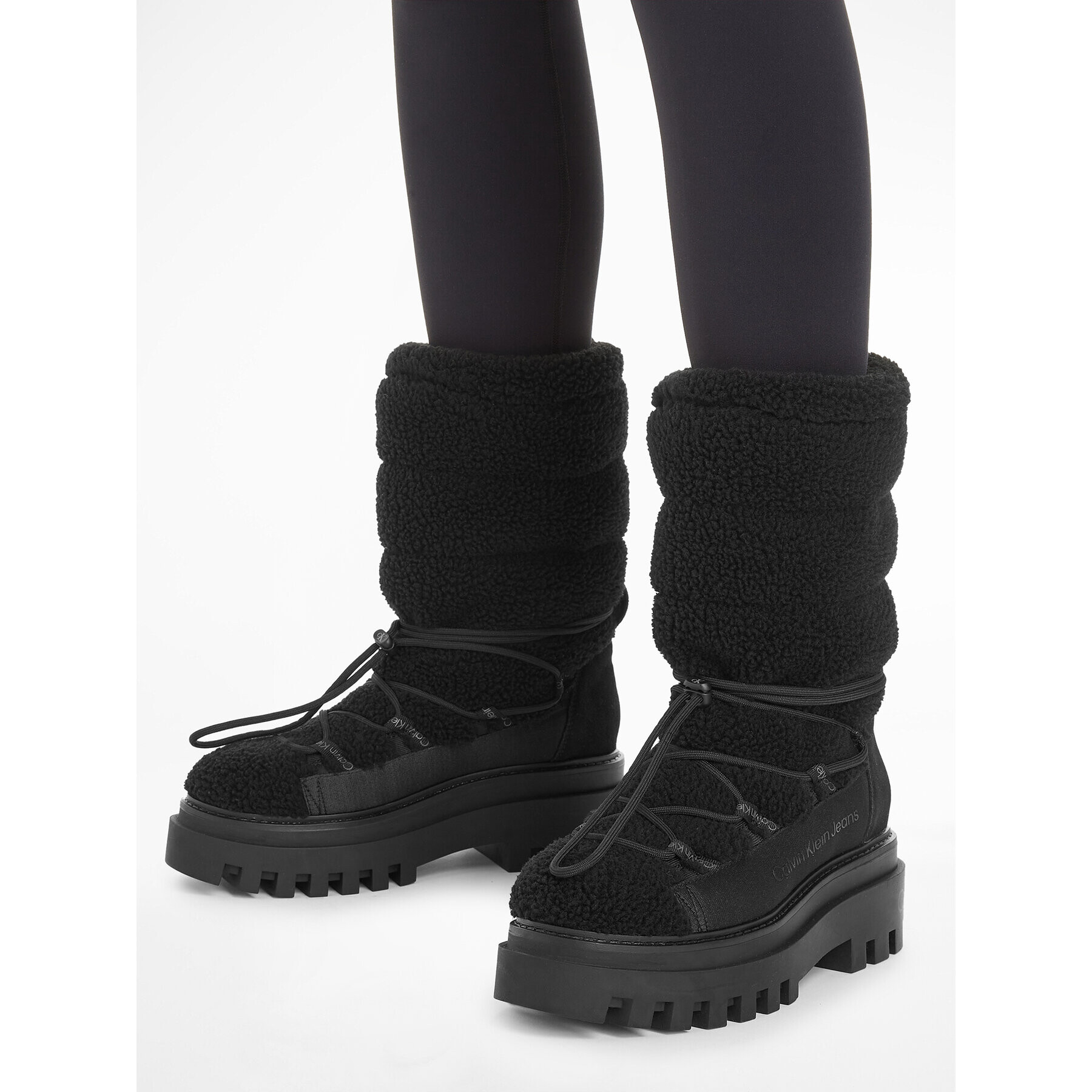 Calvin Klein Jeans Sněhule Flatform Snow Boot Sherpa Wn YW0YW01195 Černá - Pepit.cz