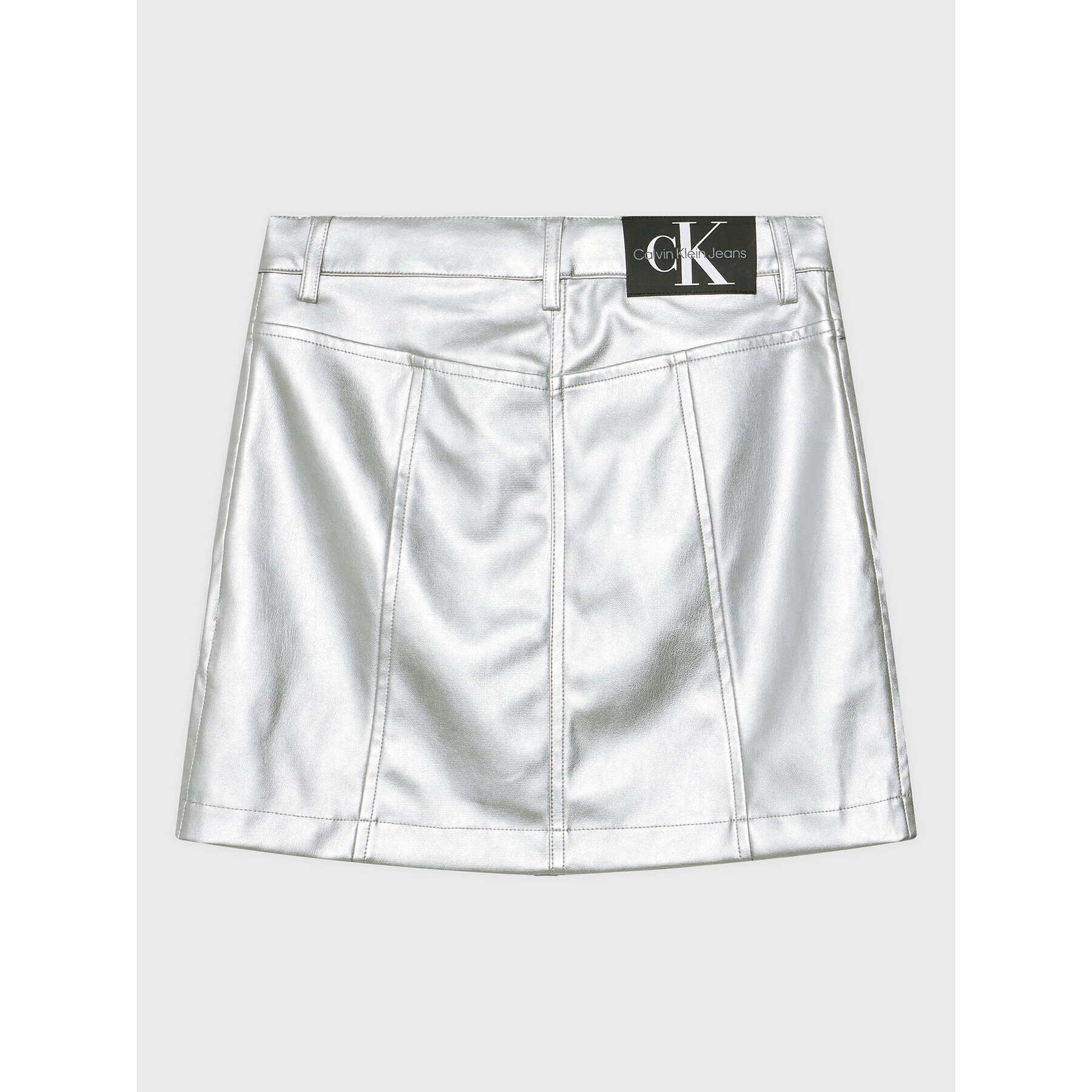 Calvin Klein Jeans Sukně Metallic IG0IG01773 Stříbrná Regular Fit - Pepit.cz