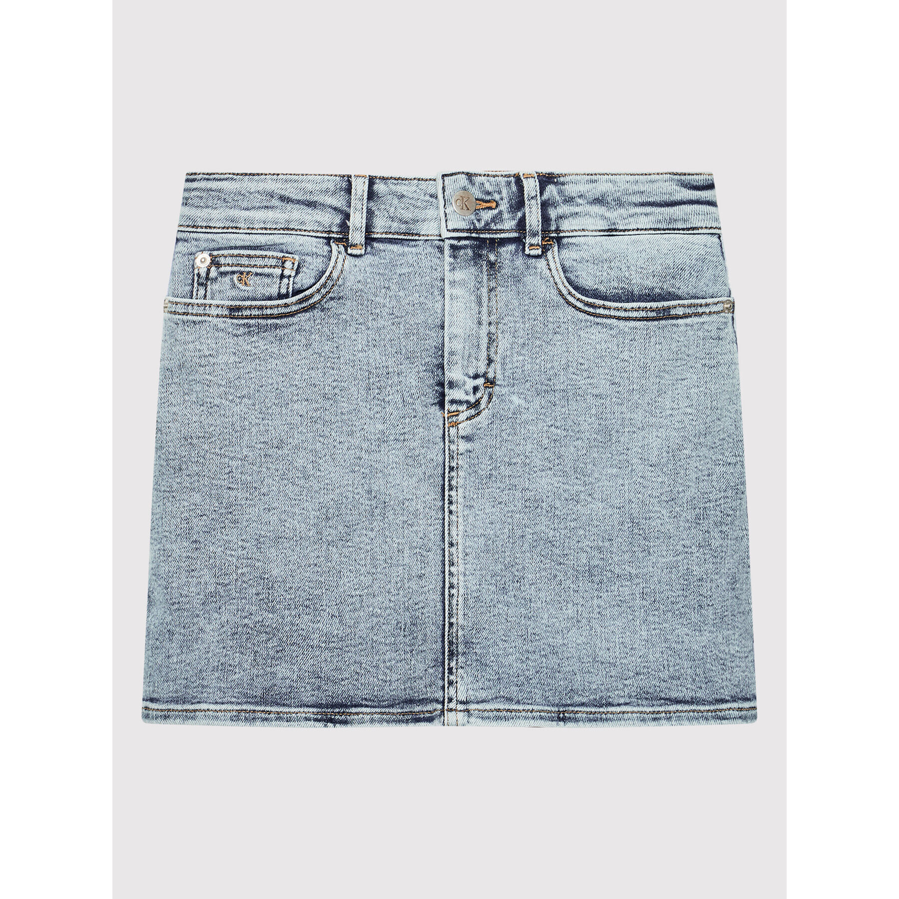 Calvin Klein Jeans Sukně Salt Pepper Logo Tape IG0IG01428 Modrá Straight Fit - Pepit.cz