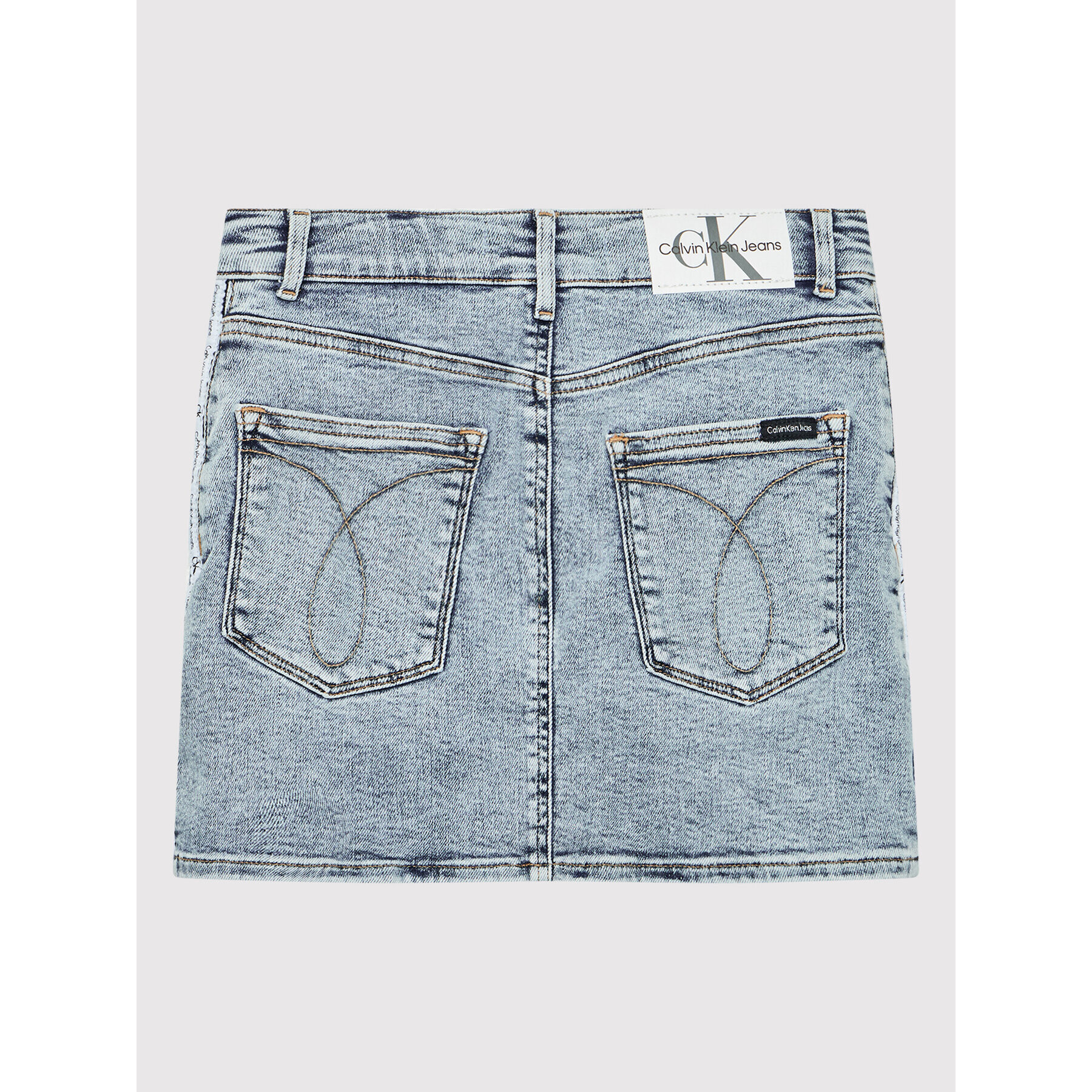 Calvin Klein Jeans Sukně Salt Pepper Logo Tape IG0IG01428 Modrá Straight Fit - Pepit.cz