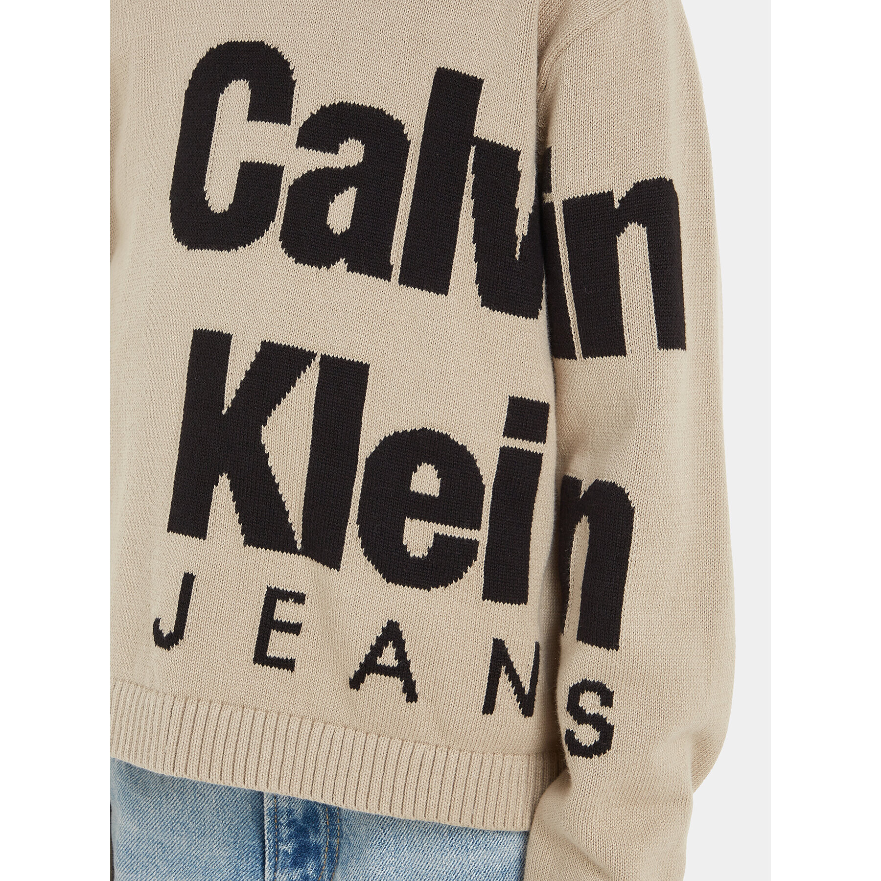 Calvin Klein Jeans Svetr Blown Up Logo IB0IB01874 Béžová Regular Fit - Pepit.cz