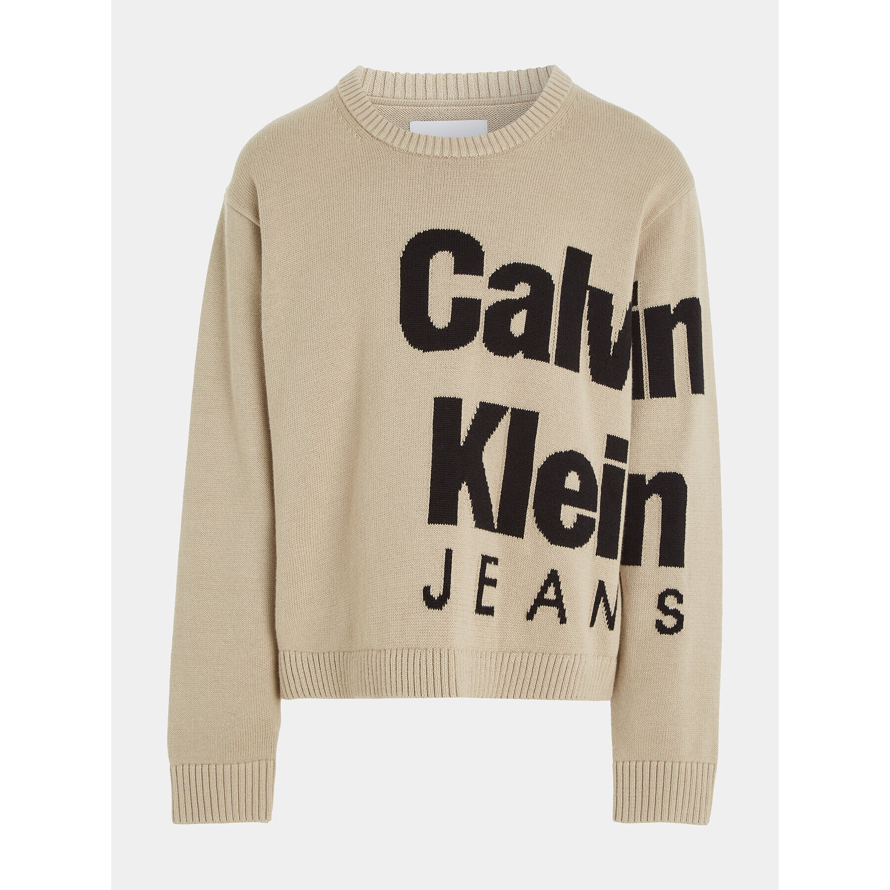 Calvin Klein Jeans Svetr Blown Up Logo IB0IB01874 Béžová Regular Fit - Pepit.cz