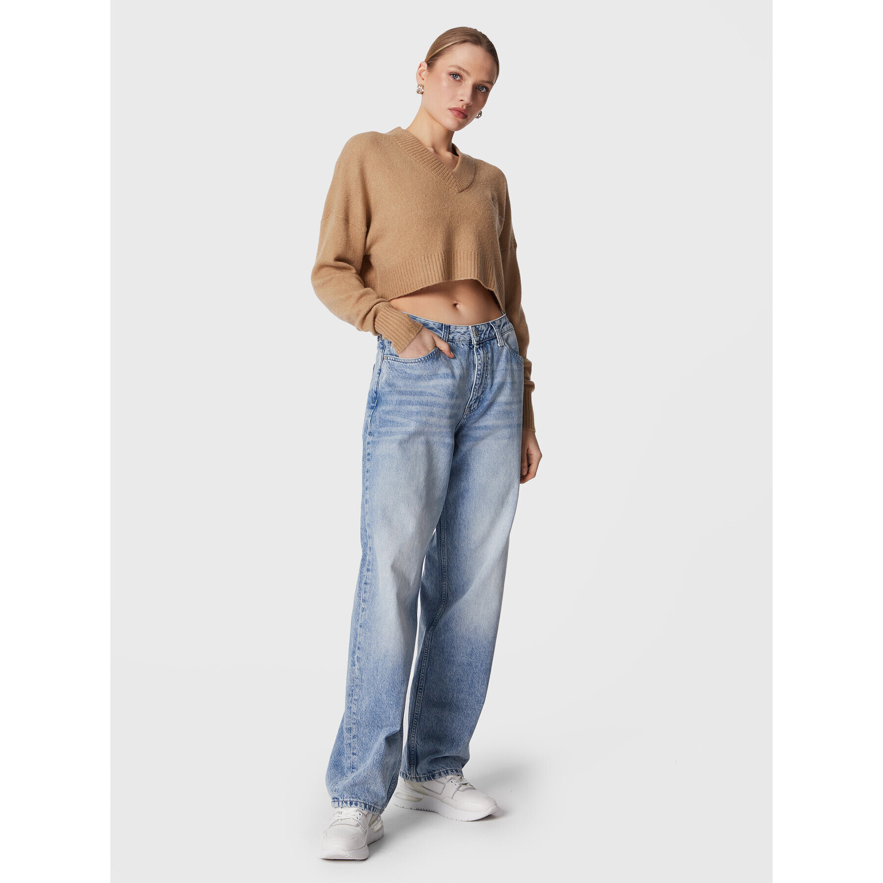 Calvin Klein Jeans Svetr J20J220525 Béžová Relaxed Fit - Pepit.cz