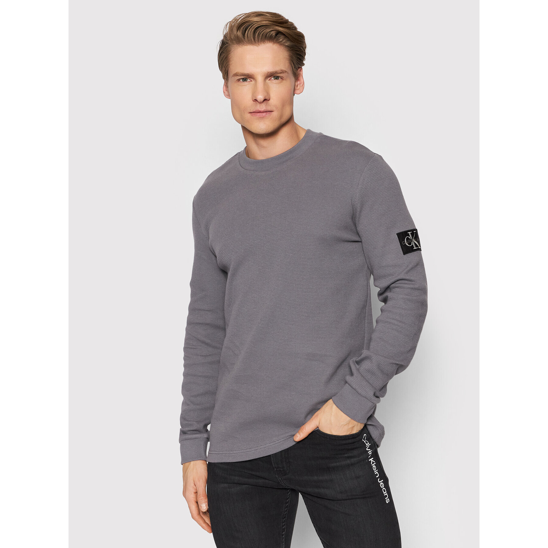 Calvin Klein Jeans Svetr J30J316610 Šedá Regular Fit - Pepit.cz