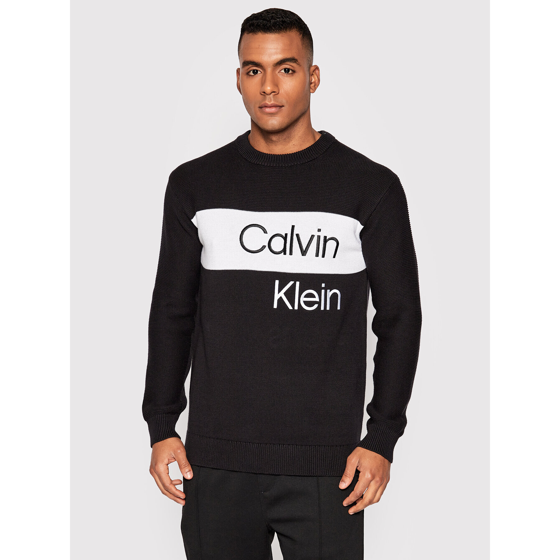 Calvin Klein Jeans Svetr J30J321579 Černá Regular Fit - Pepit.cz