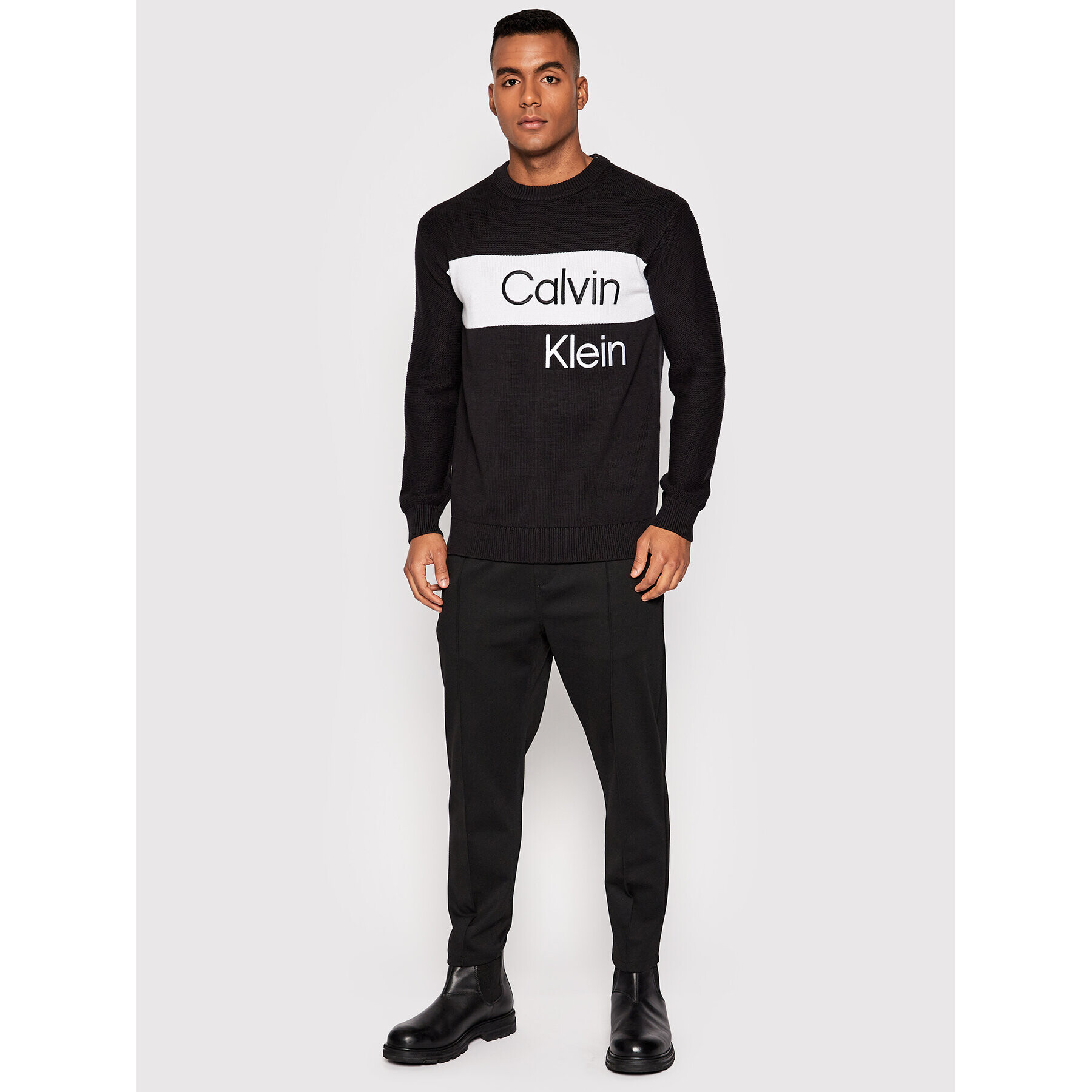 Calvin Klein Jeans Svetr J30J321579 Černá Regular Fit - Pepit.cz