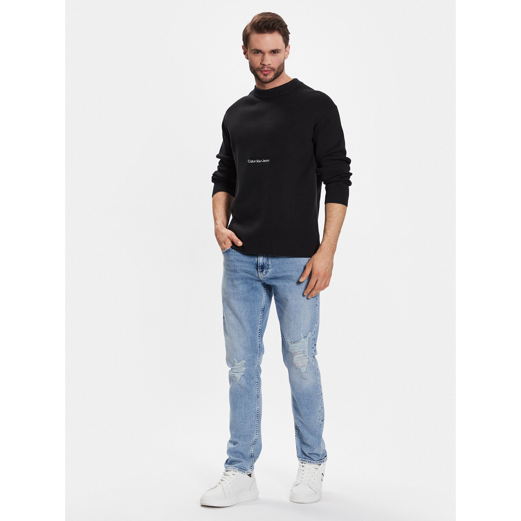 Calvin Klein Jeans Svetr J30J322859 Černá Regular Fit - Pepit.cz