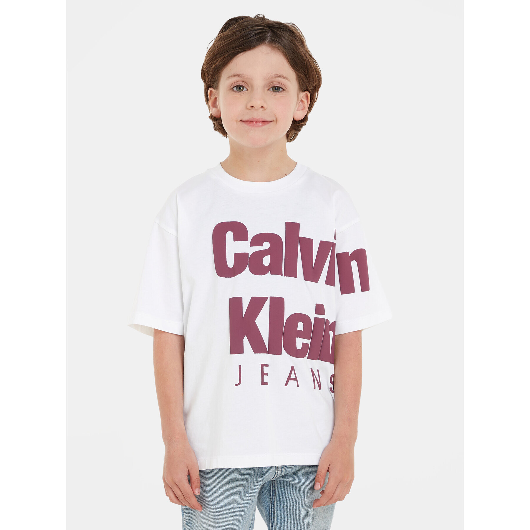 Calvin Klein Jeans T-Shirt Blown Up Logo IB0IB01881 Bílá Regular Fit - Pepit.cz