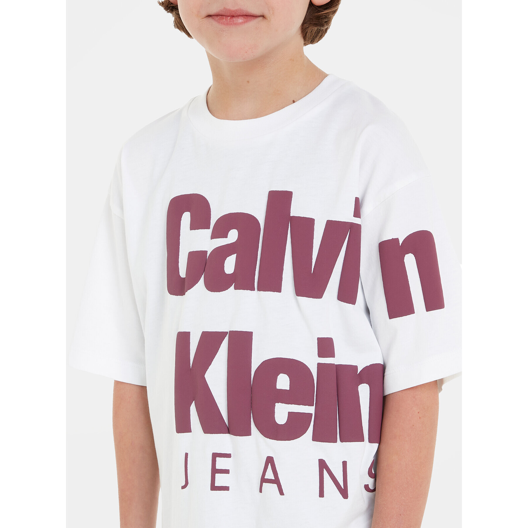 Calvin Klein Jeans T-Shirt Blown Up Logo IB0IB01881 Bílá Regular Fit - Pepit.cz