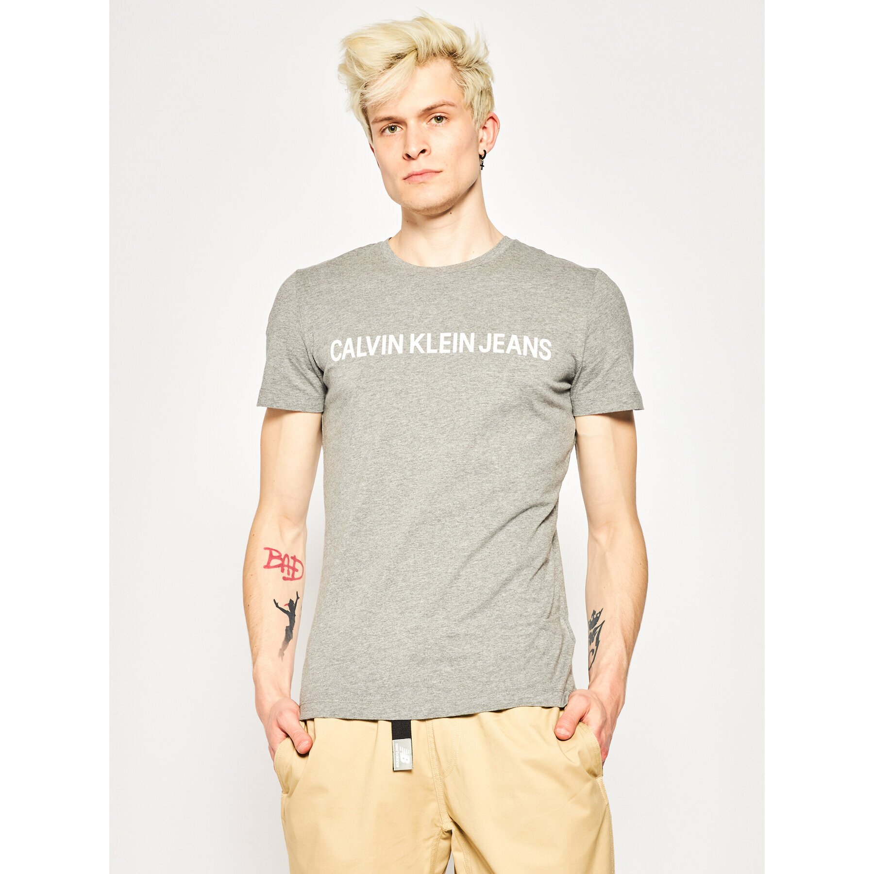 Calvin Klein Jeans T-Shirt Core Institutional Logo J30J307855 Šedá Regular Fit - Pepit.cz