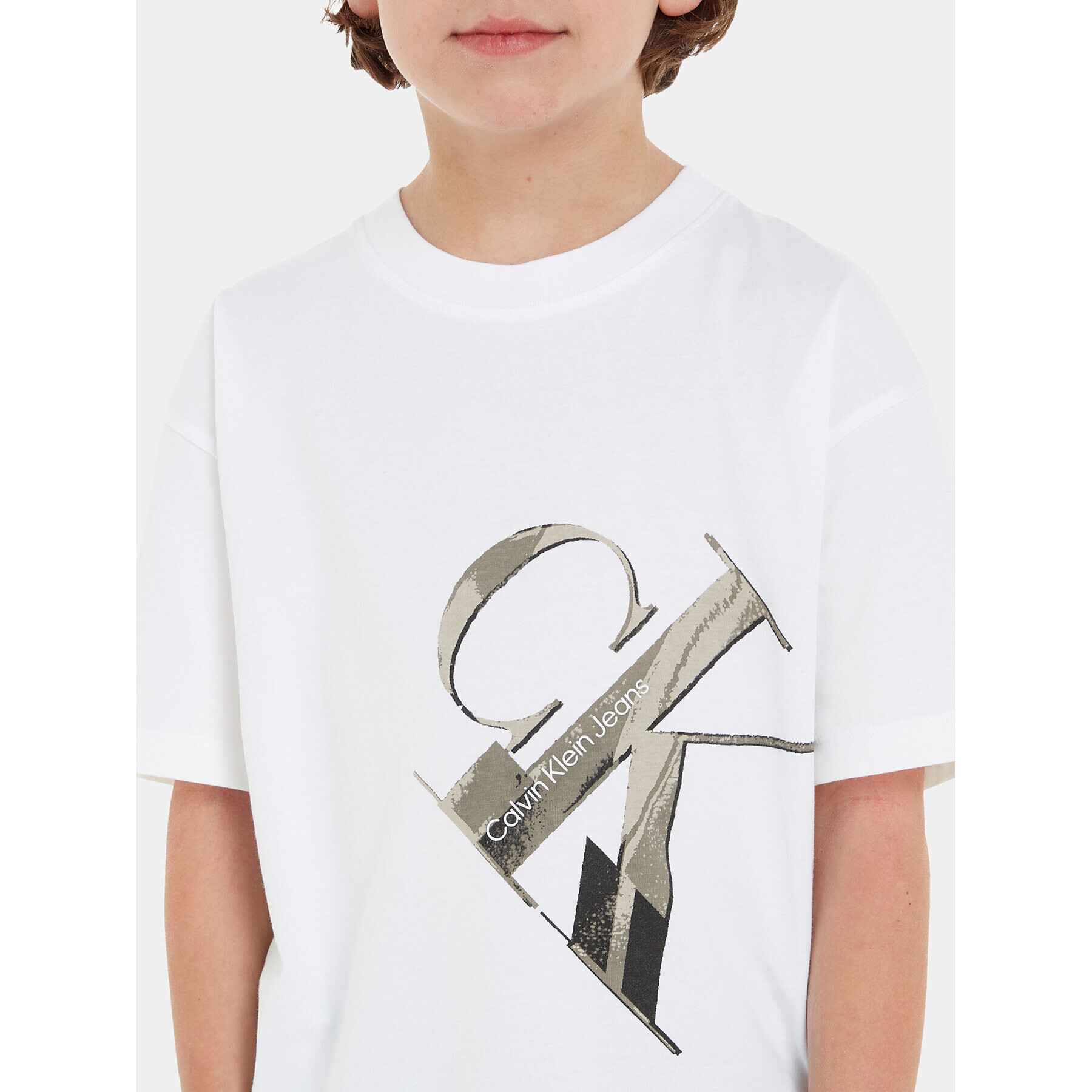 Calvin Klein Jeans T-Shirt Hyper Real IB0IB01884 Bílá Regular Fit - Pepit.cz