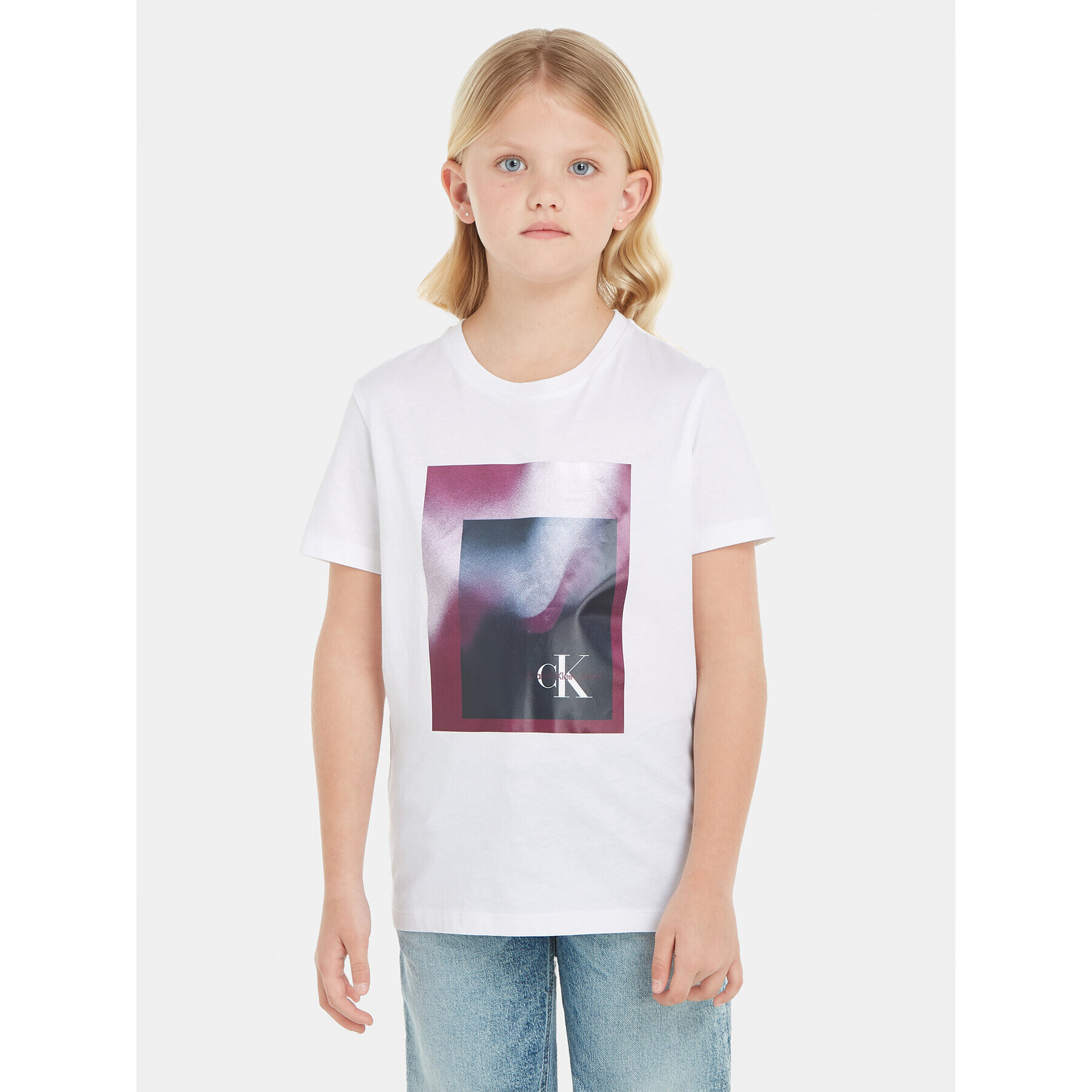 Calvin Klein Jeans T-Shirt Hyper Spray Monogram IU0IU00522 Bílá Regular Fit - Pepit.cz