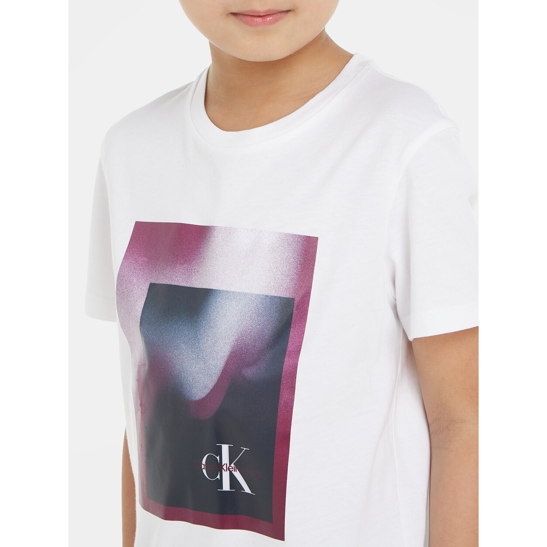 Calvin Klein Jeans T-Shirt Hyper Spray Monogram IU0IU00522 Bílá Regular Fit - Pepit.cz