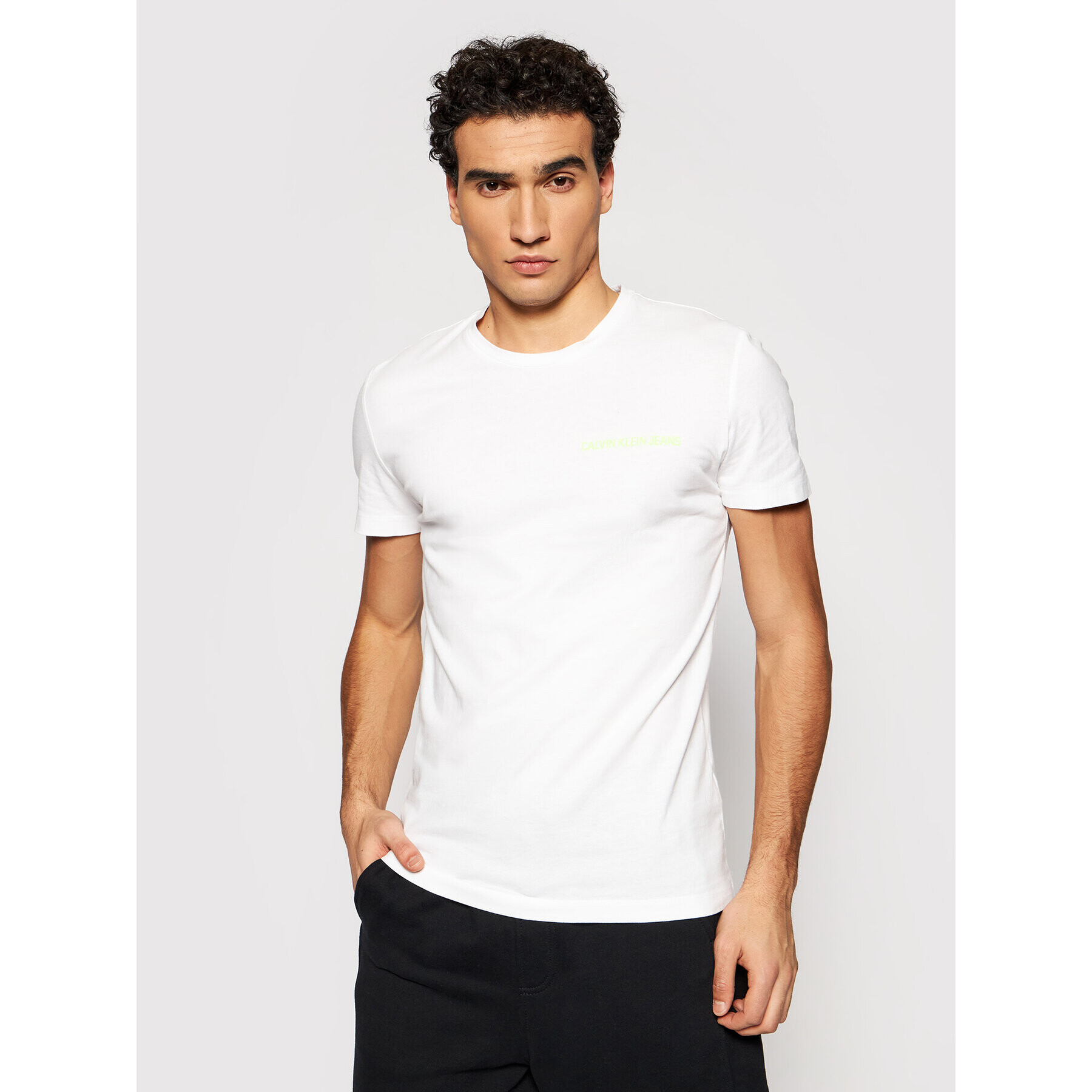 Calvin Klein Jeans T-Shirt Institutional J30J307852 Bílá Regular Fit - Pepit.cz