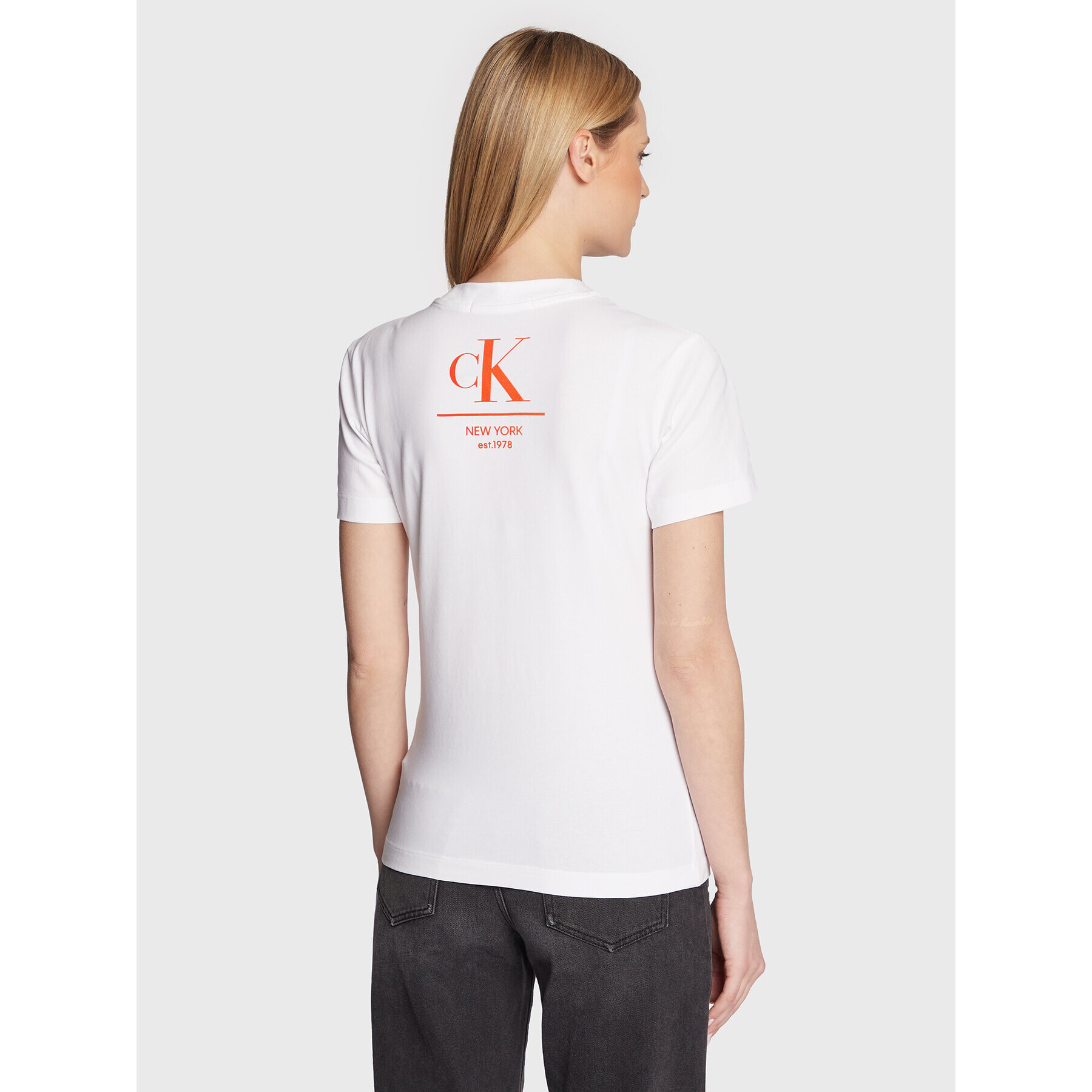 Calvin Klein Jeans T-Shirt J20J219810 Bílá Slim Fit - Pepit.cz