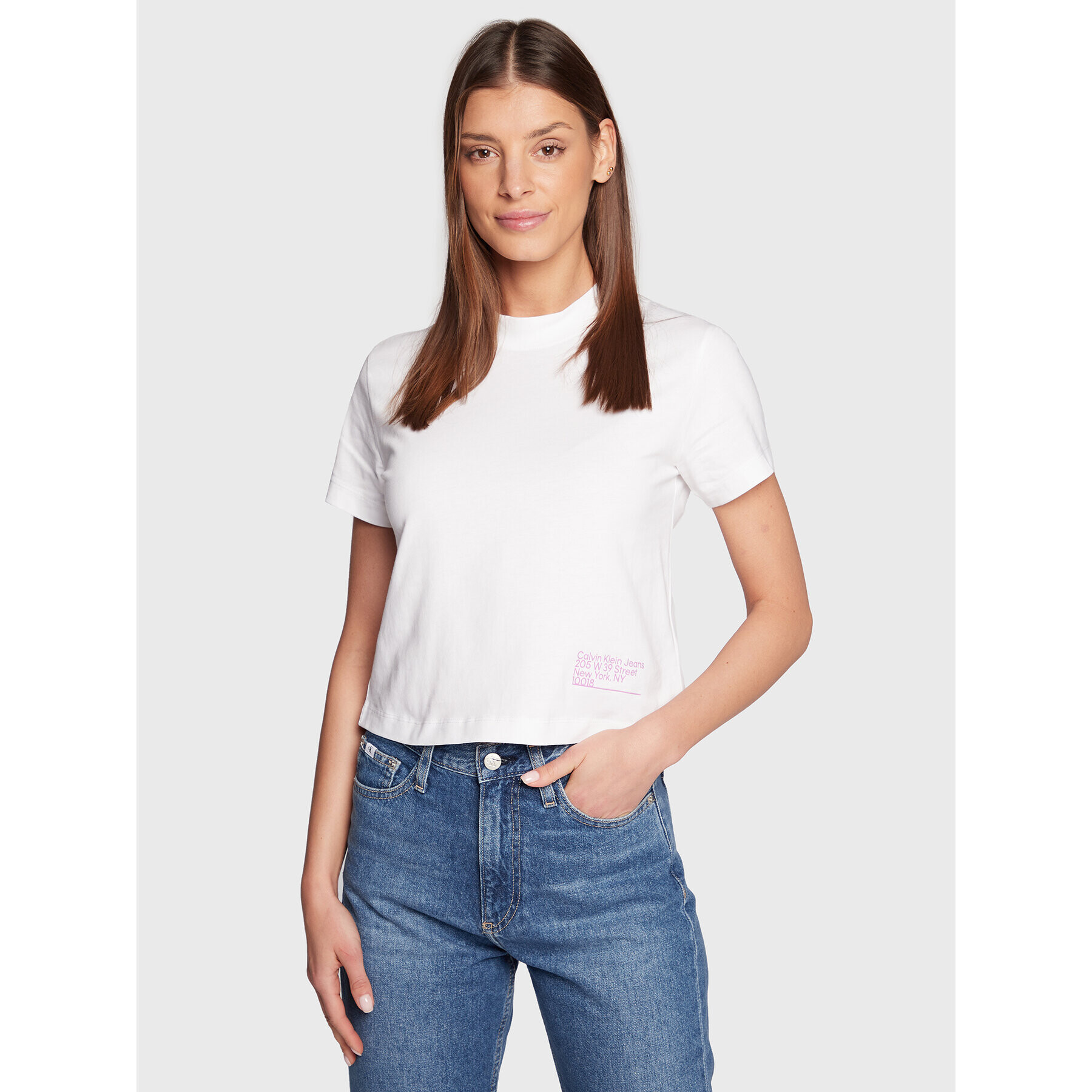 Calvin Klein Jeans T-Shirt J20J220276 Bílá Regular Fit - Pepit.cz