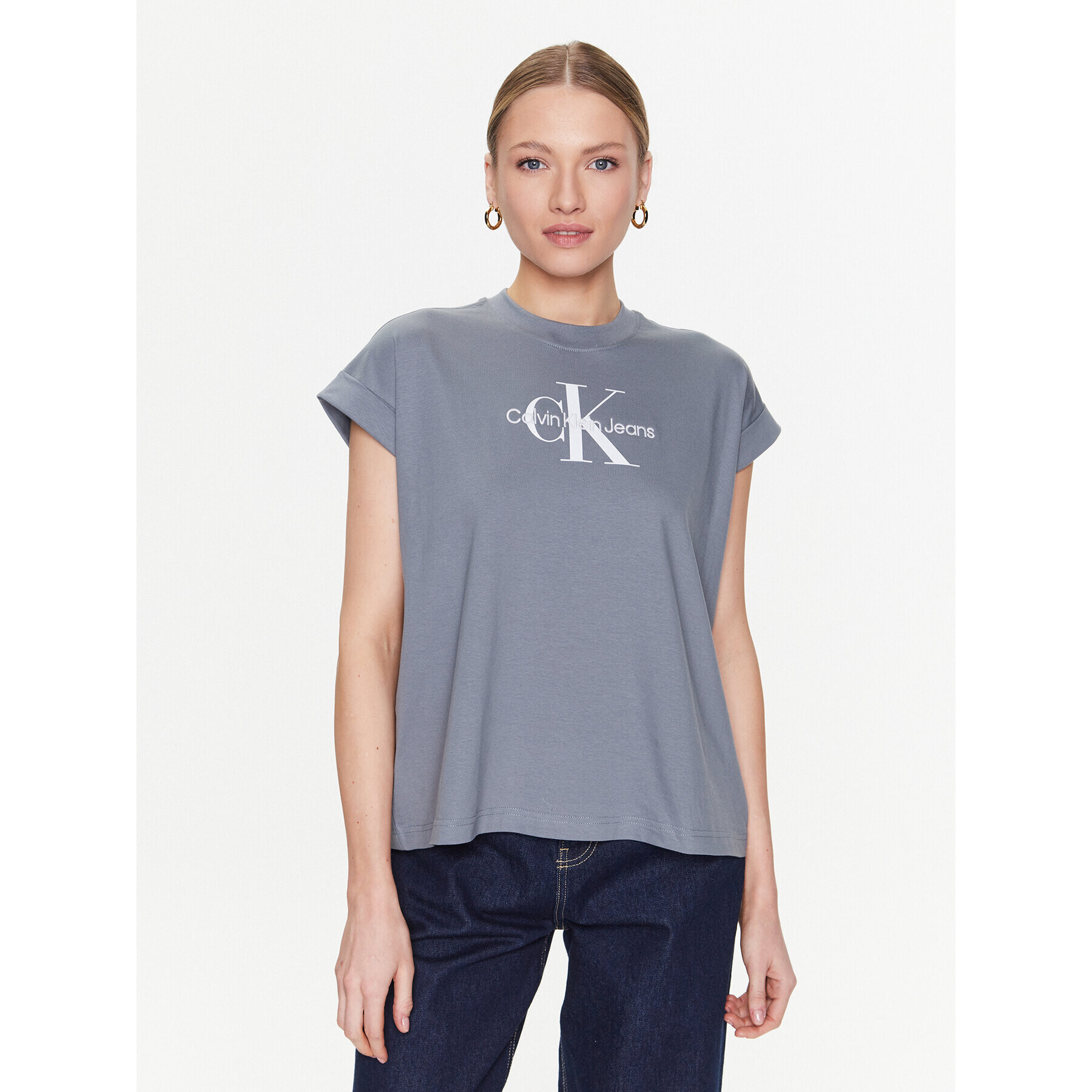 Calvin Klein Jeans T-Shirt J20J220717 Šedá Relaxed Fit - Pepit.cz