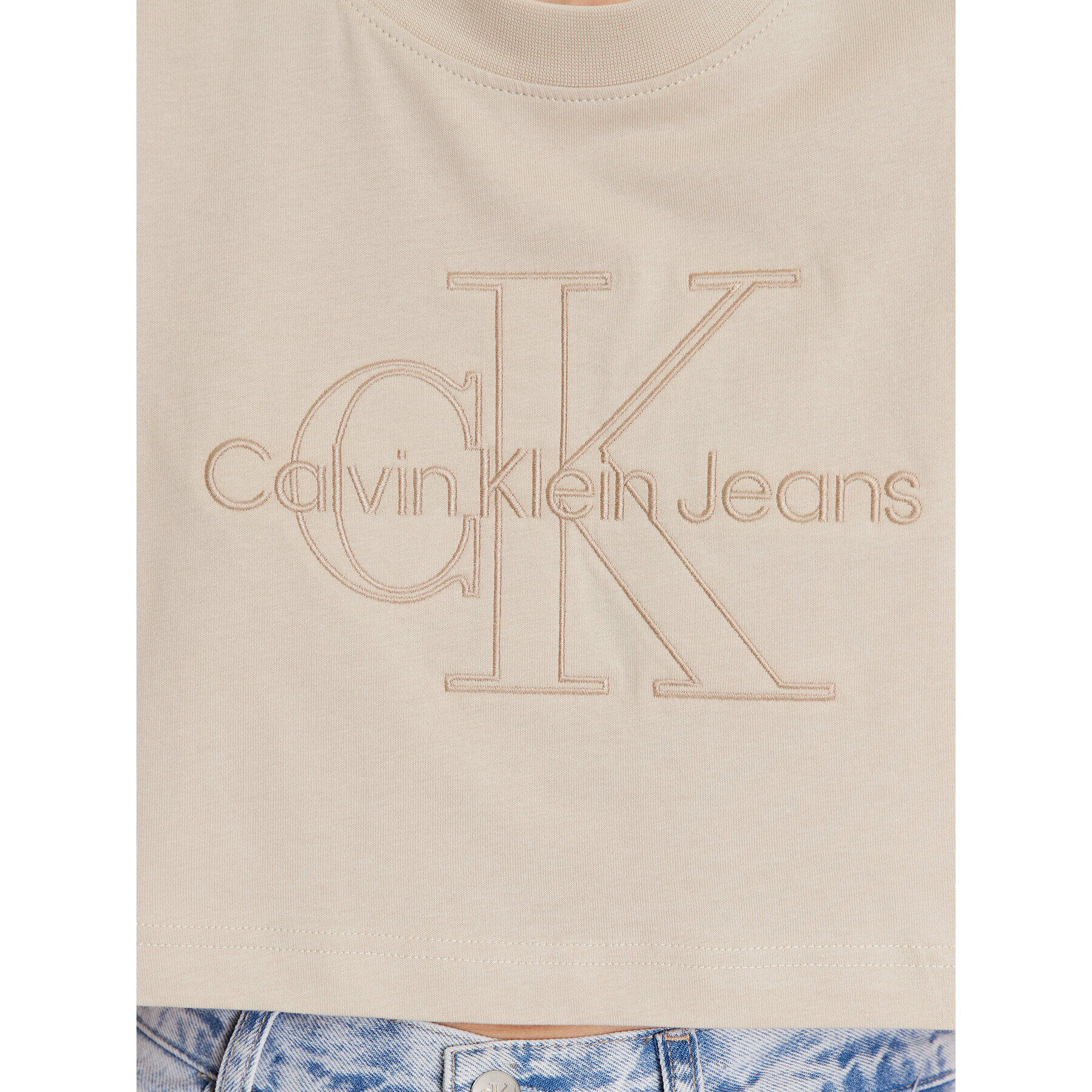 Calvin Klein Jeans T-Shirt J20J221048 Béžová Relaxed Fit - Pepit.cz