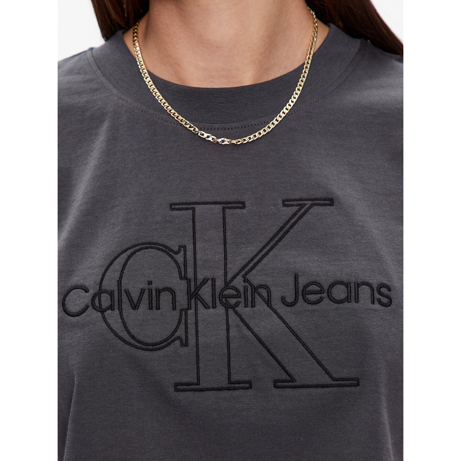 Calvin Klein Jeans T-Shirt J20J221048 Šedá Relaxed Fit - Pepit.cz