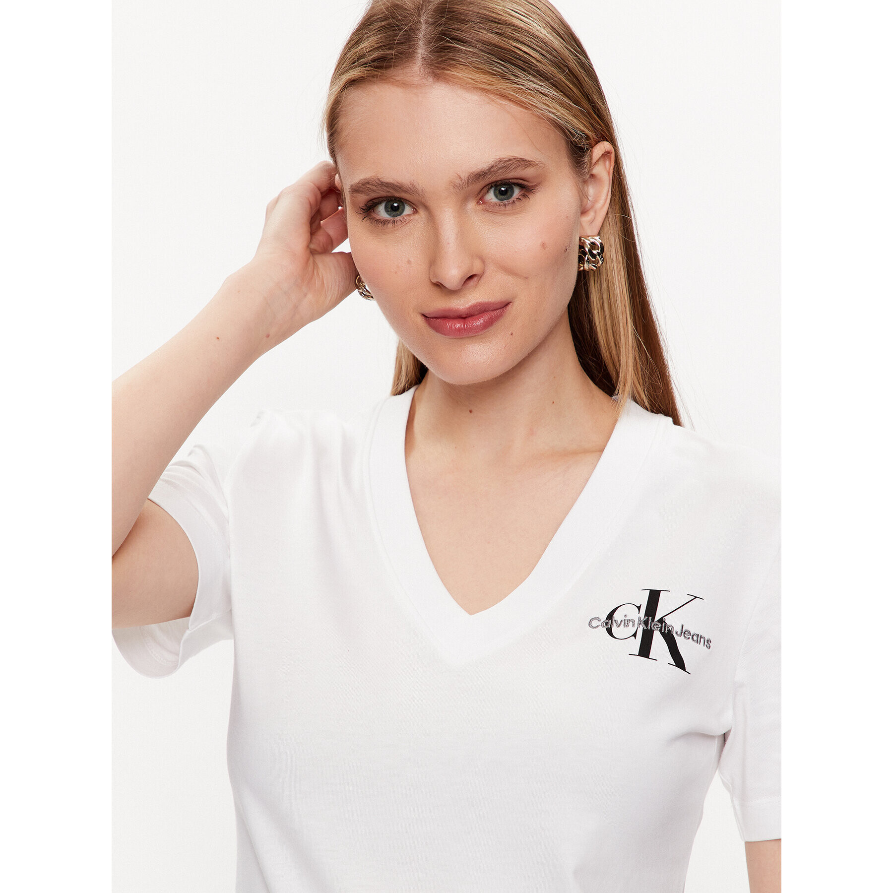 Calvin Klein Jeans T-Shirt J20J221429 Bílá Regular Fit - Pepit.cz