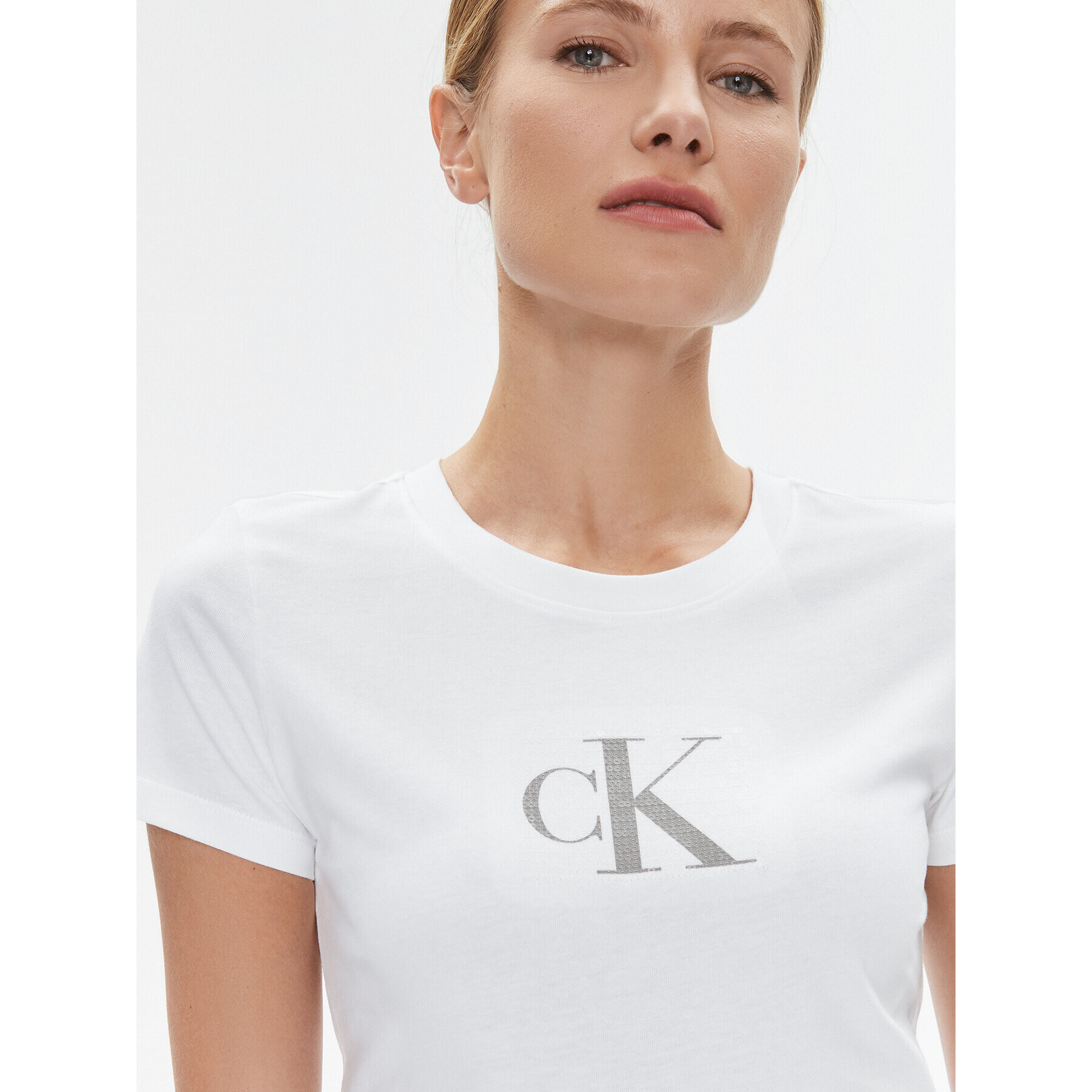 Calvin Klein Jeans T-Shirt J20J222961 Bílá Slim Fit - Pepit.cz