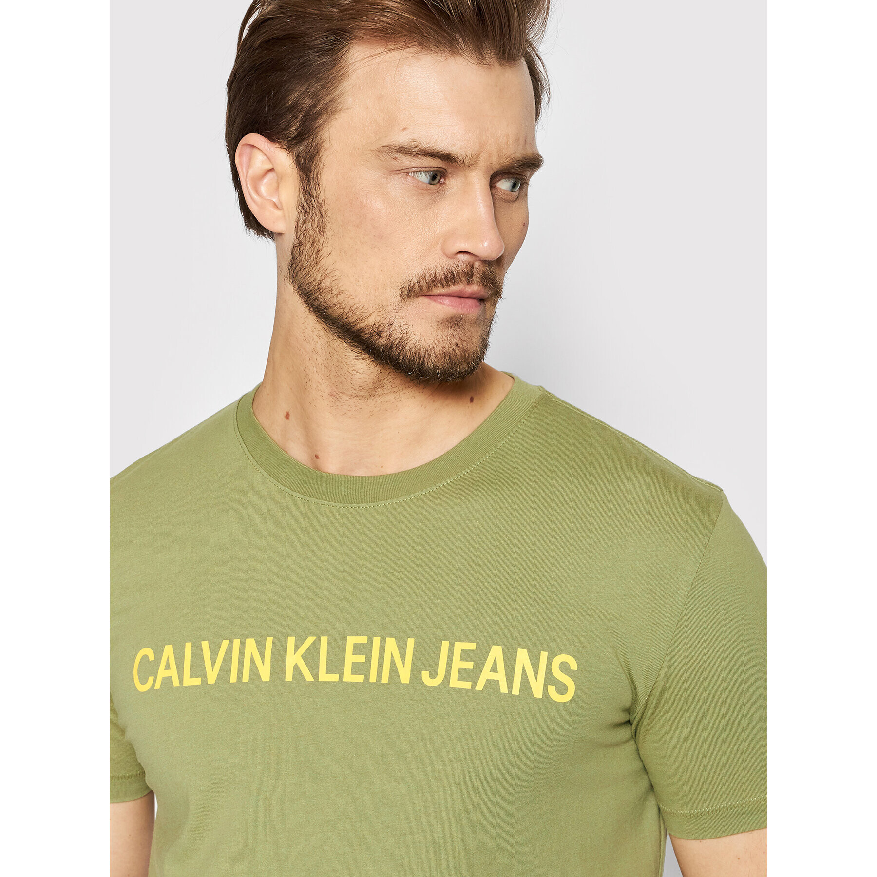 Calvin Klein Jeans T-Shirt J30J307856 Zelená Slim Fit - Pepit.cz