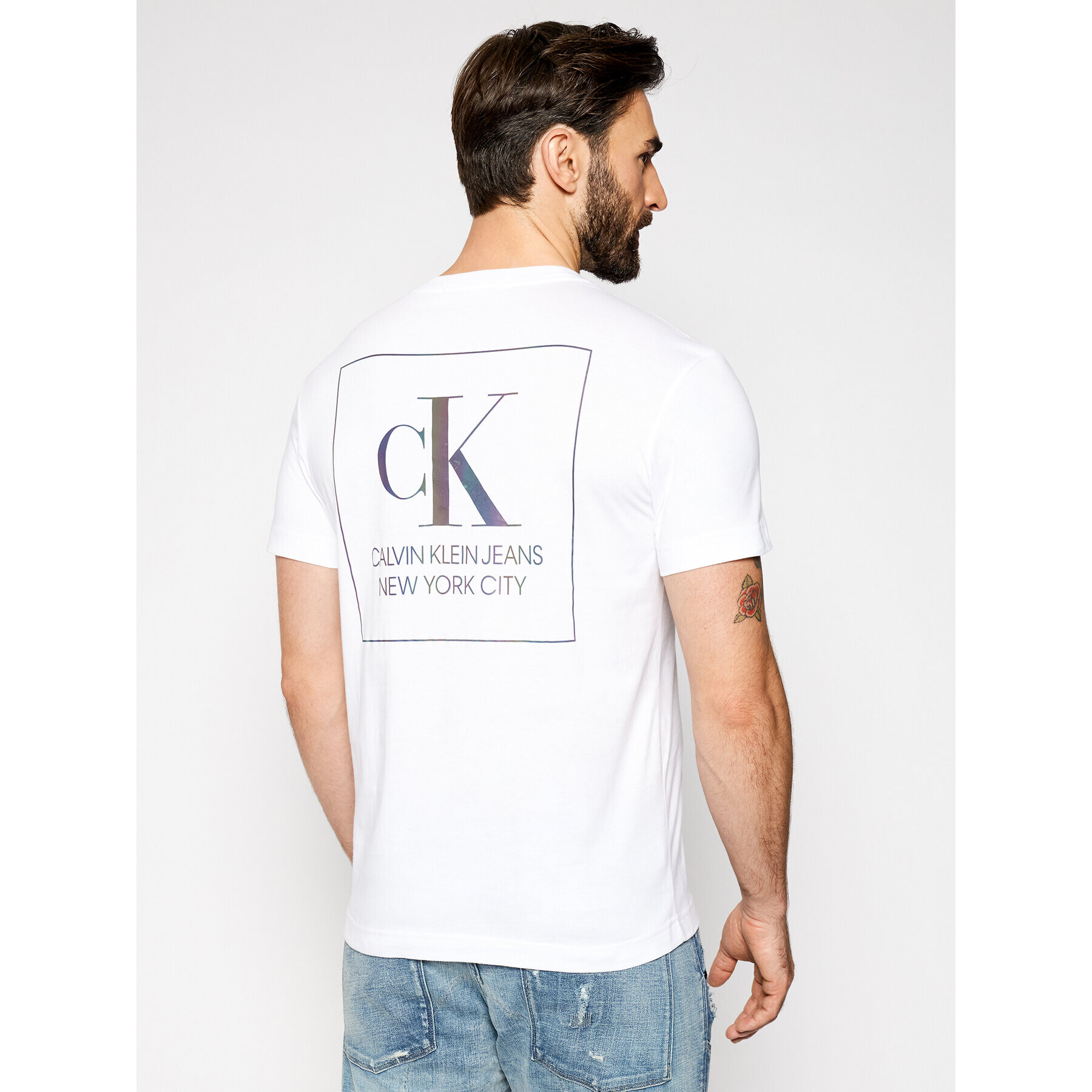 Calvin Klein Jeans T-Shirt J30J317492 Bílá Regular Fit - Pepit.cz