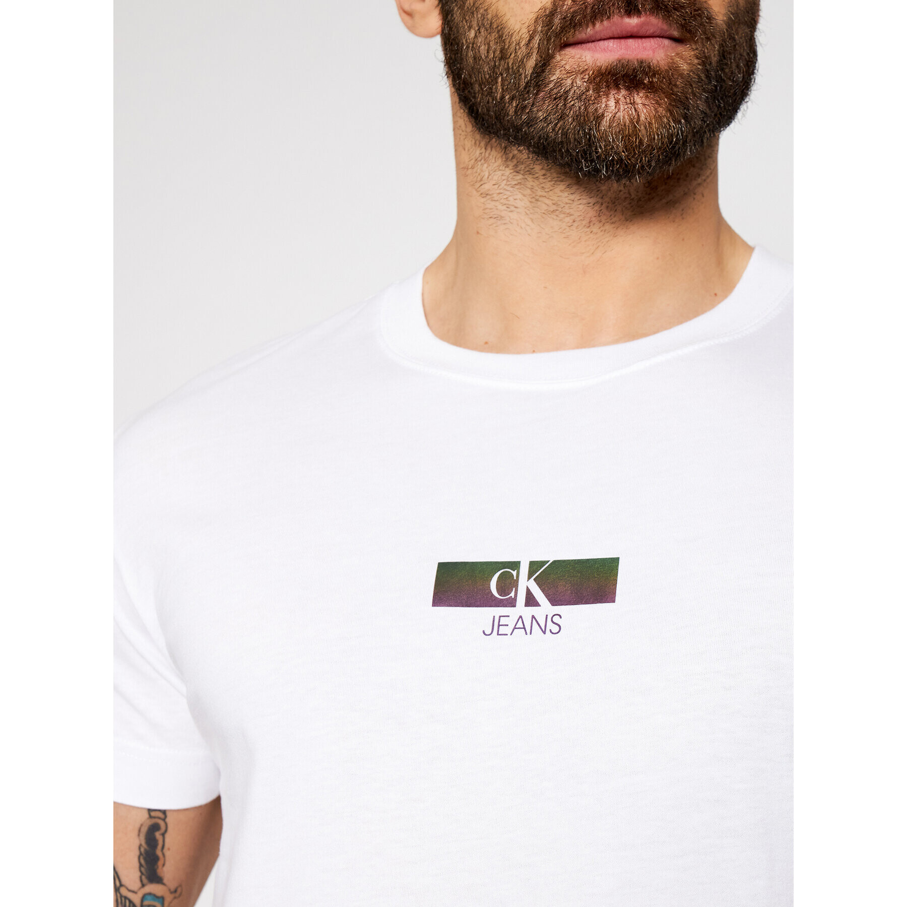 Calvin Klein Jeans T-Shirt J30J317492 Bílá Regular Fit - Pepit.cz