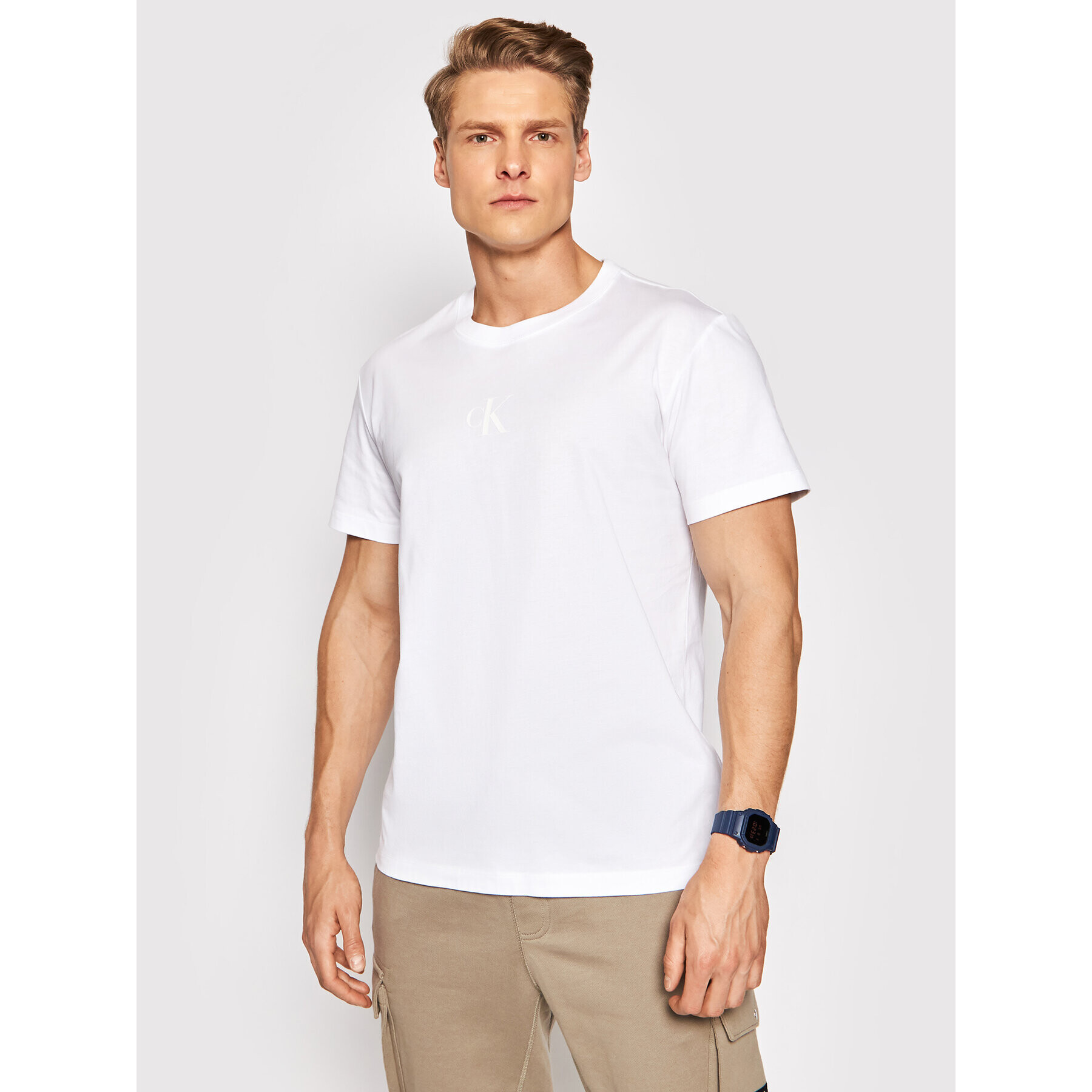 Calvin Klein Jeans T-Shirt J30J317499 Bílá Regular Fit - Pepit.cz