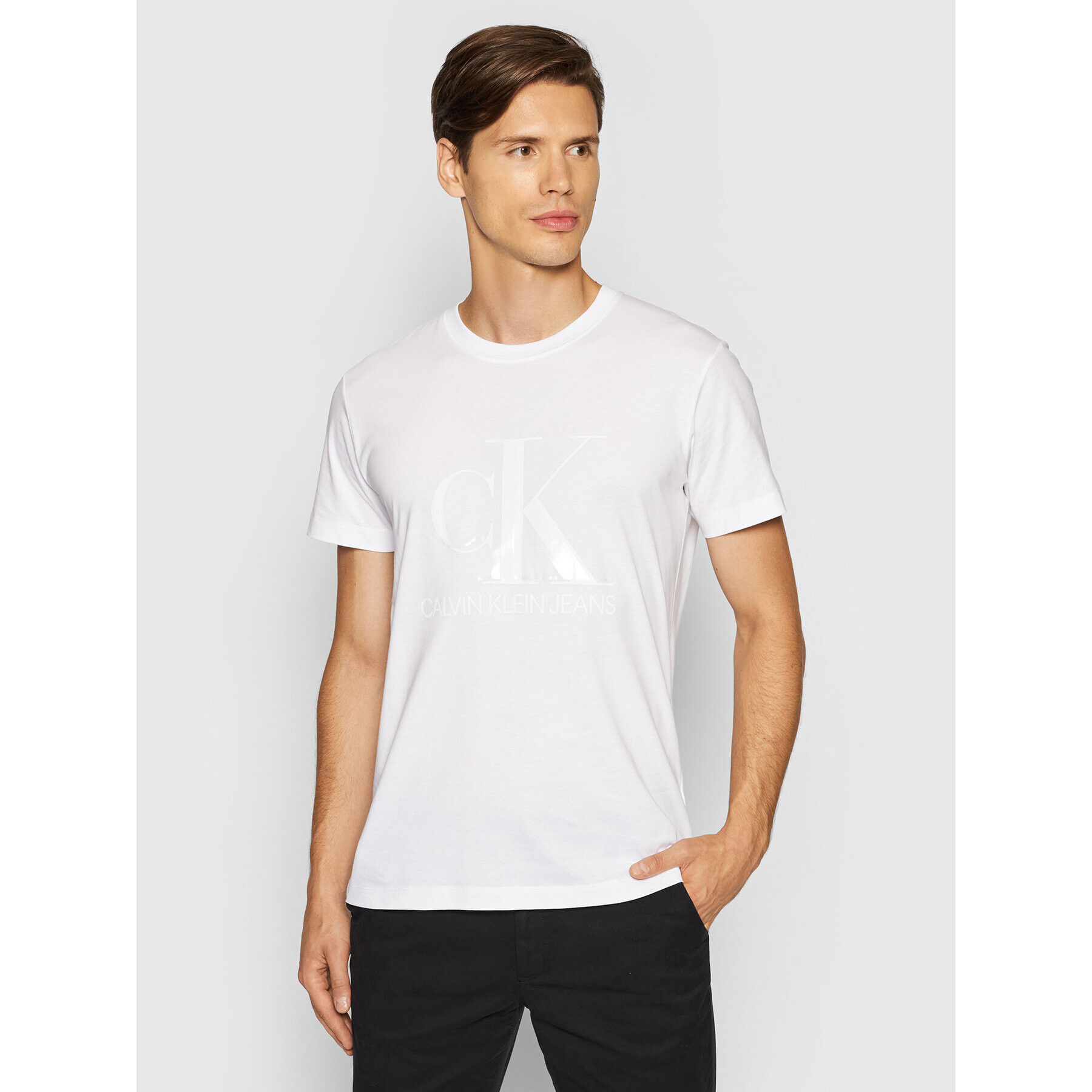 Calvin Klein Jeans T-Shirt J30J317508 Bílá Regular Fit - Pepit.cz