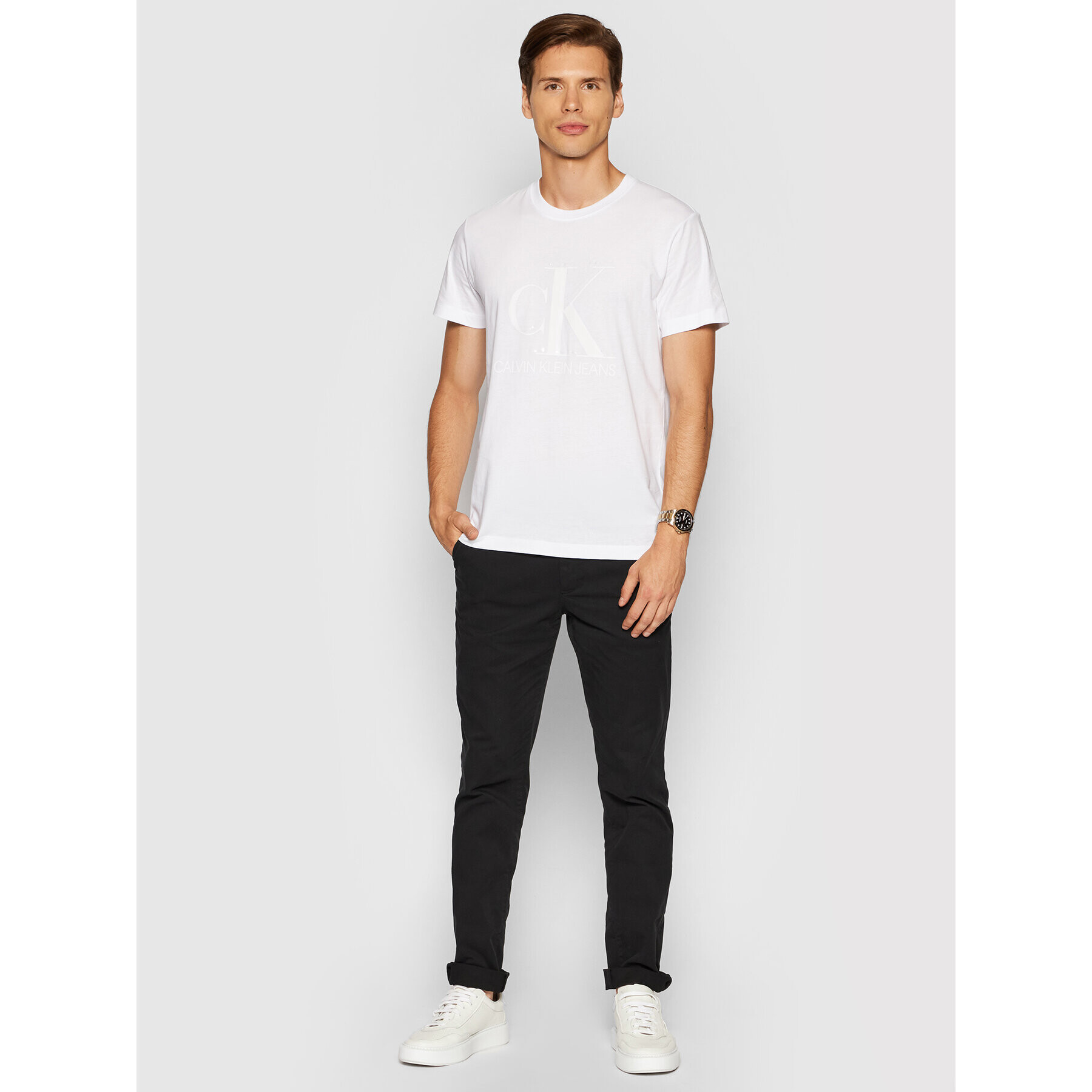 Calvin Klein Jeans T-Shirt J30J317508 Bílá Regular Fit - Pepit.cz