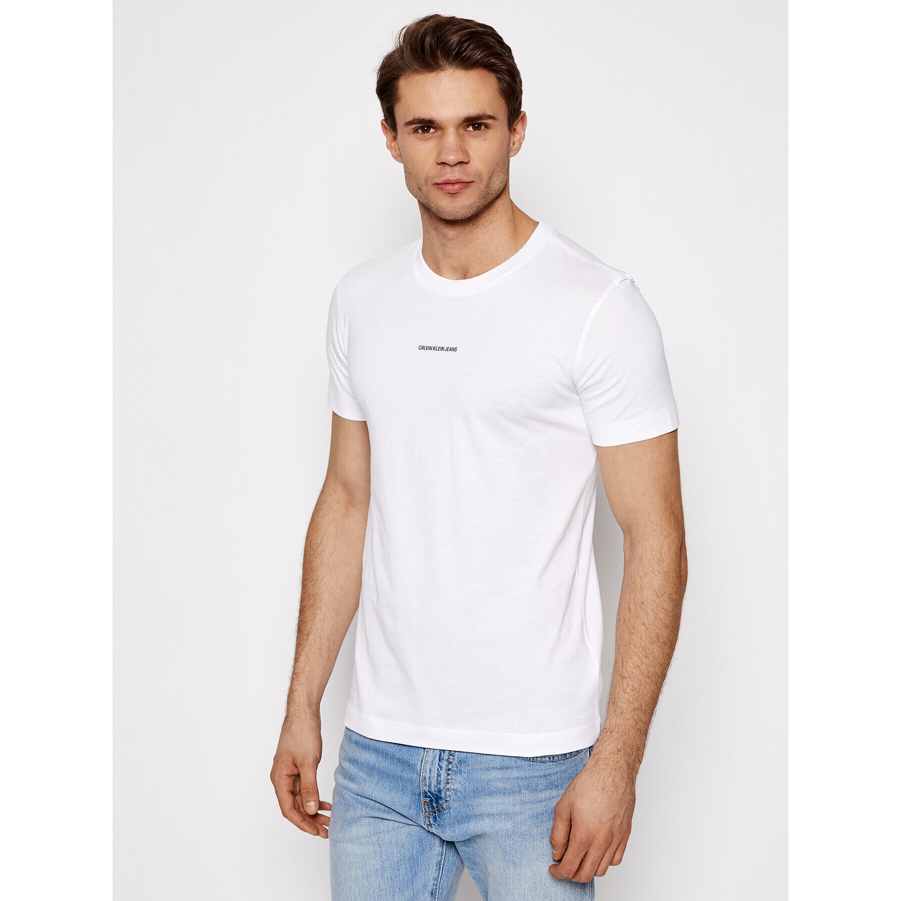 Calvin Klein Jeans T-Shirt J30J318067 Bílá Slim Fit - Pepit.cz