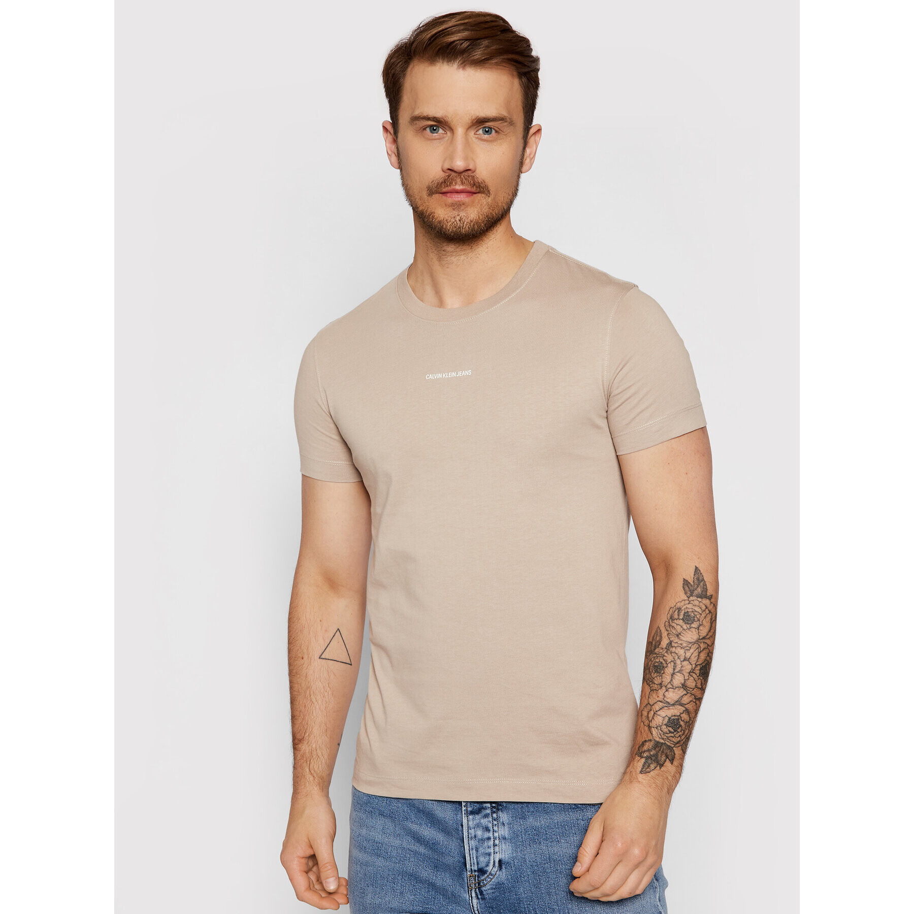 Calvin Klein Jeans T-Shirt J30J318067 Šedá Slim Fit - Pepit.cz