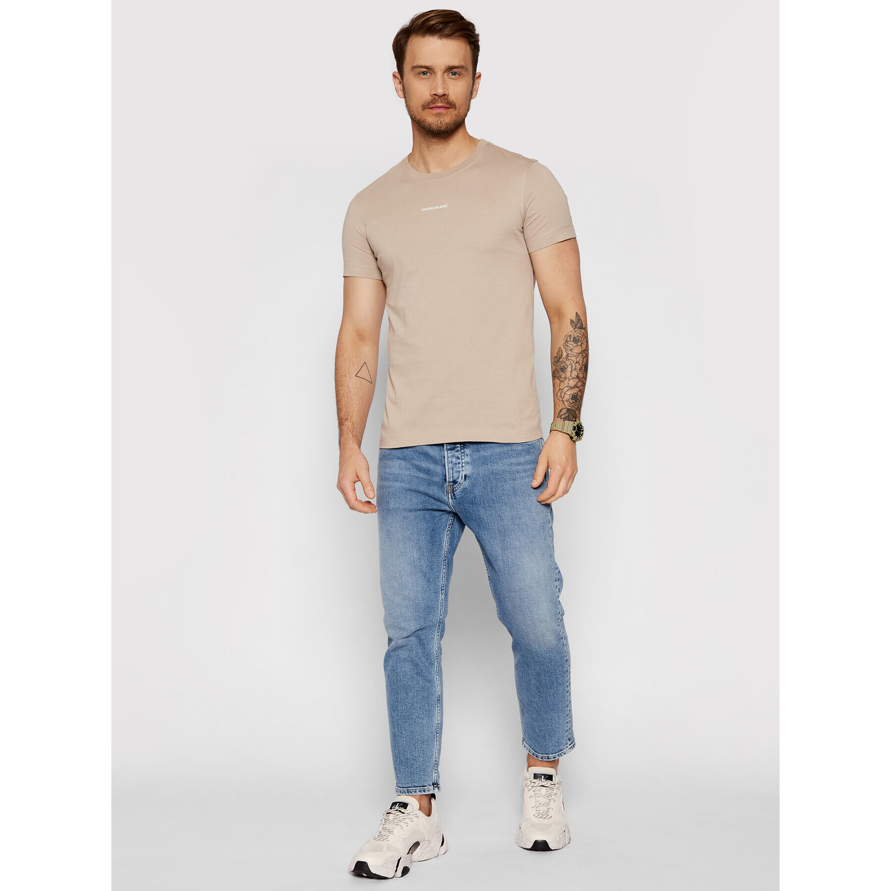 Calvin Klein Jeans T-Shirt J30J318067 Šedá Slim Fit - Pepit.cz