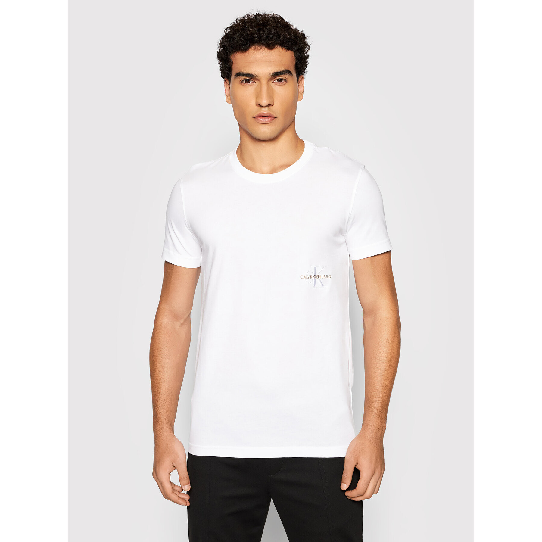 Calvin Klein Jeans T-Shirt J30J318226 Bílá Slim Fit - Pepit.cz