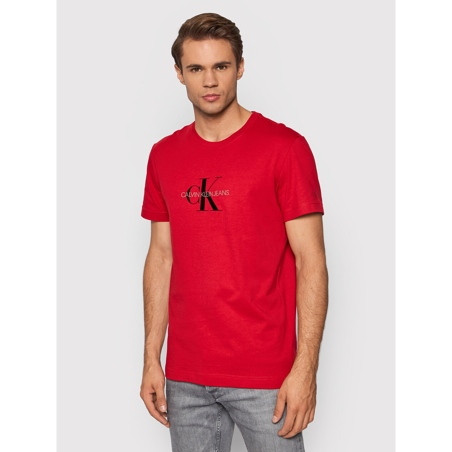 Calvin Klein Jeans T-Shirt J30J318691 Červená Regular Fit - Pepit.cz