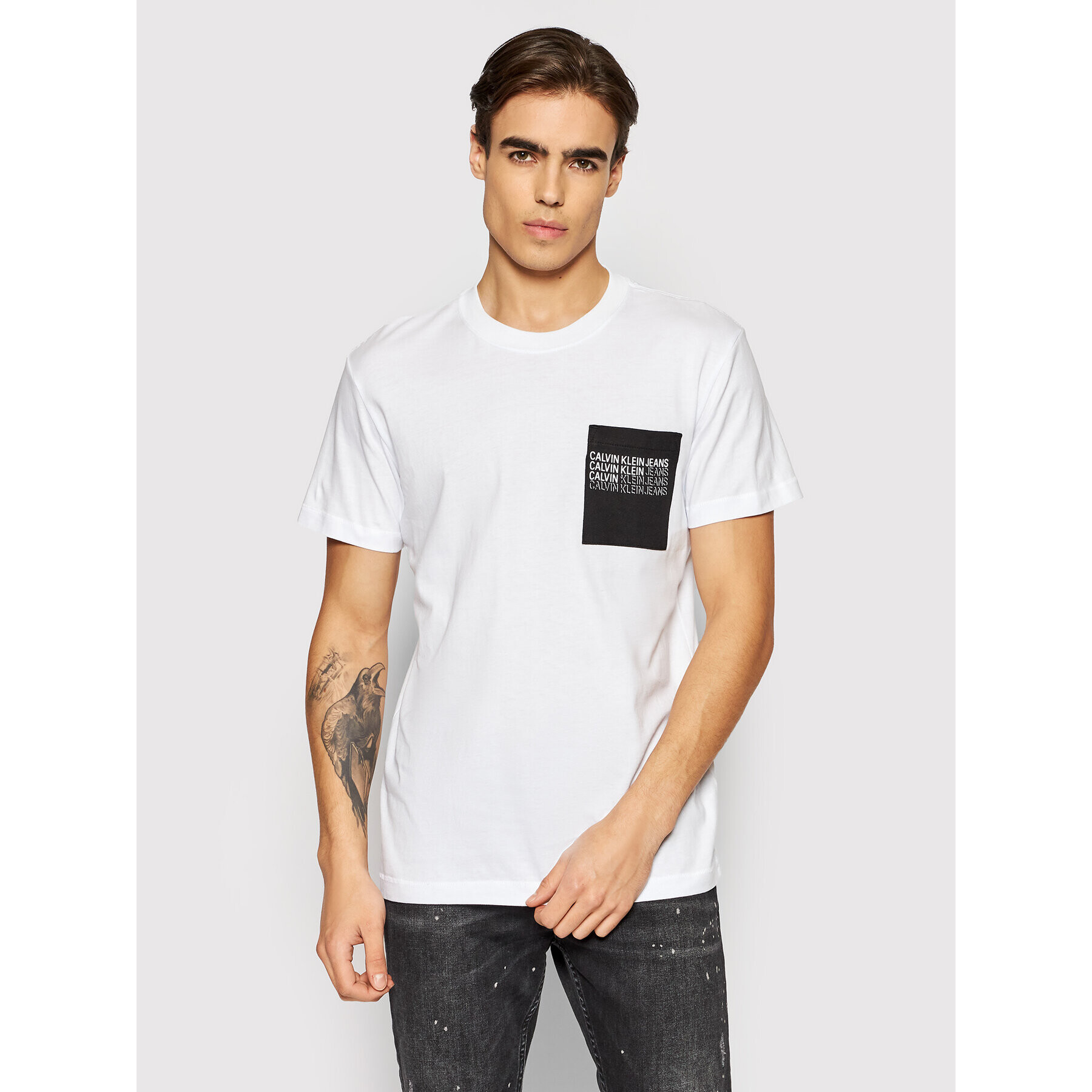 Calvin Klein Jeans T-Shirt J30J319293 Bílá Regular Fit - Pepit.cz